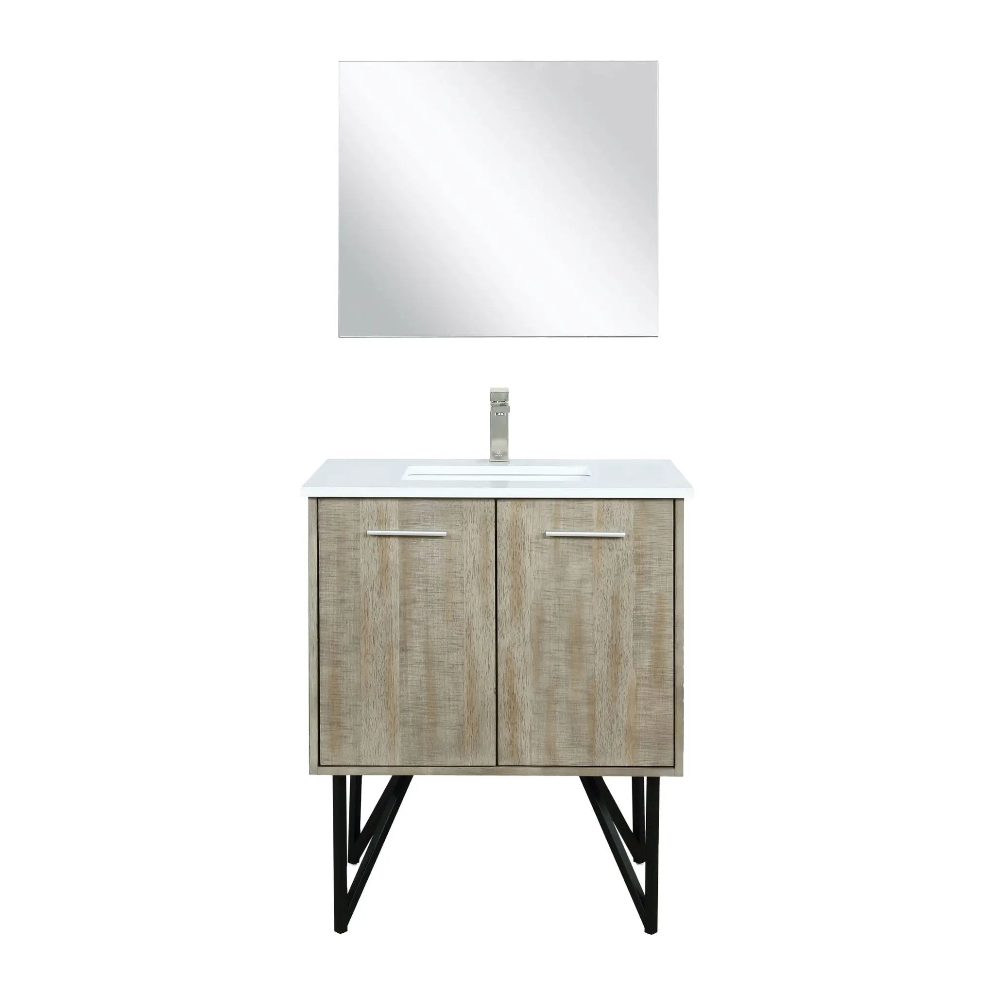 Lexora Lancy 30 in W x 20 in D Rustic Acacia Bath Vanity and White Quartz Top by Lexora