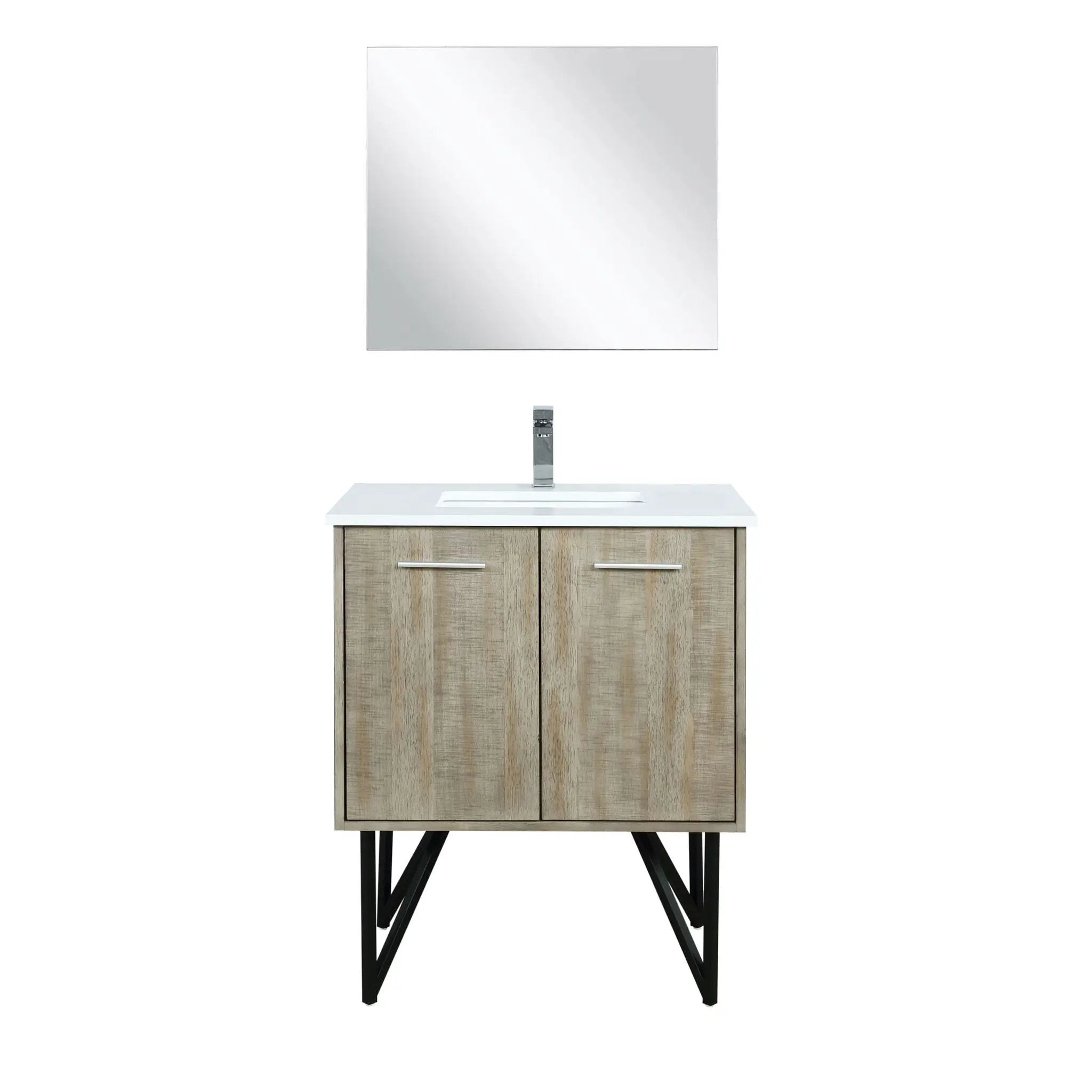 Lexora Lancy 30 in W x 20 in D Rustic Acacia Bath Vanity and White Quartz Top by Lexora