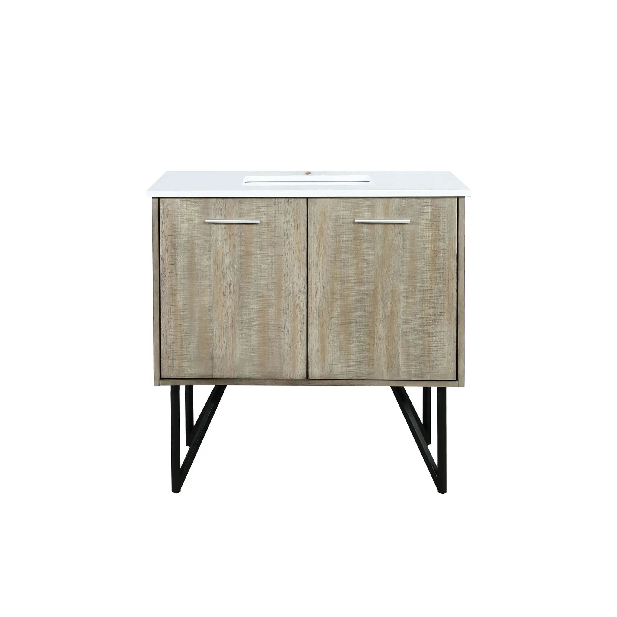 Lexora Lancy 36 in W x 20 in D Rustic Acacia Bath Vanity and White Quartz Top by Lexora