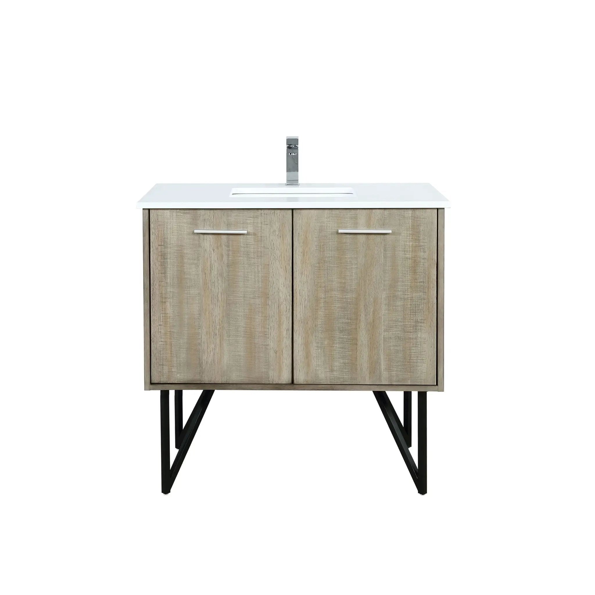 Lexora Lancy 36 in W x 20 in D Rustic Acacia Bath Vanity and White Quartz Top by Lexora