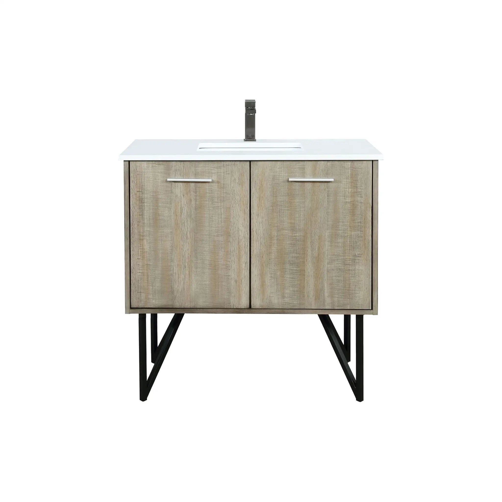 Lexora Lancy 36 in W x 20 in D Rustic Acacia Bath Vanity and White Quartz Top by Lexora