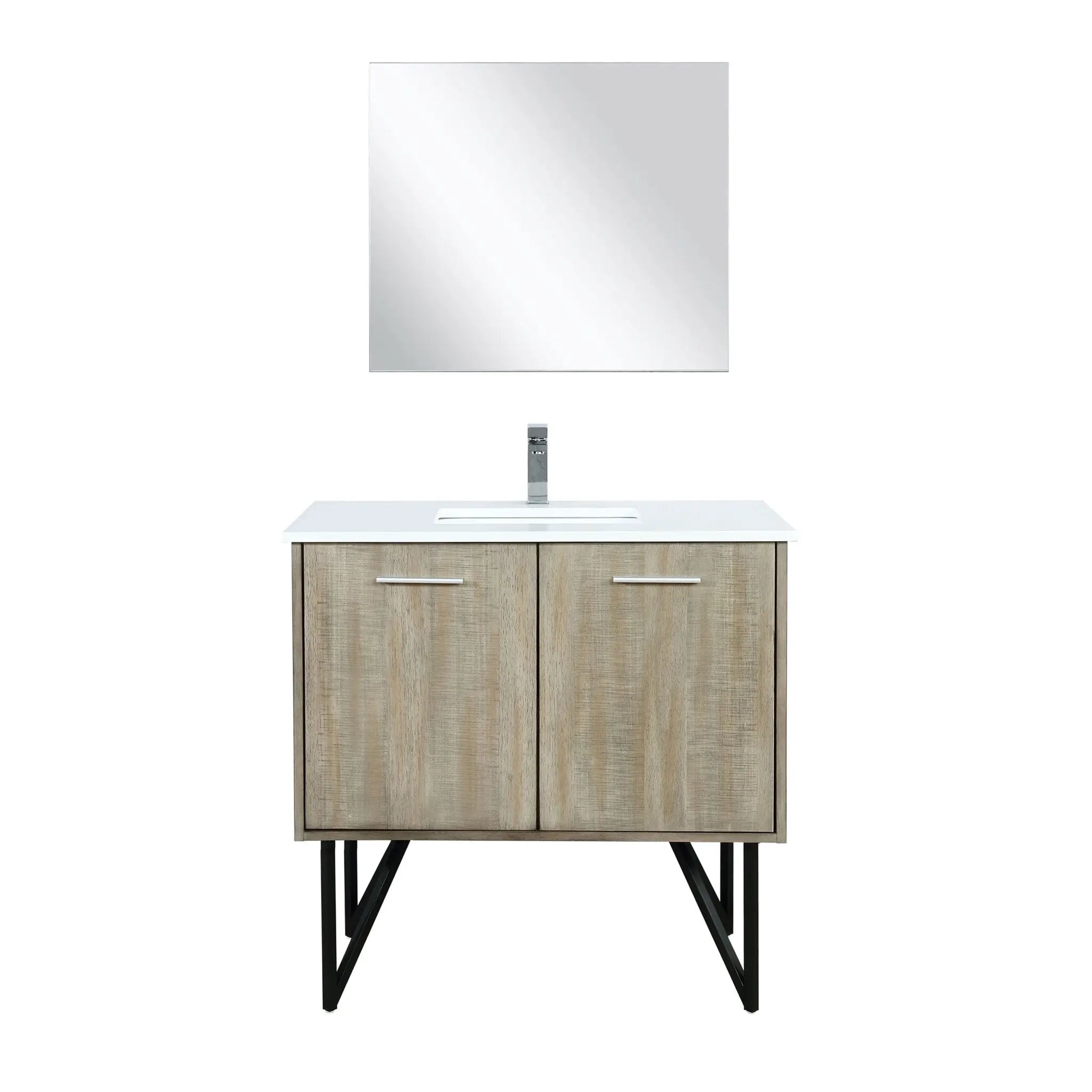 Lexora Lancy 36 in W x 20 in D Rustic Acacia Bath Vanity and White Quartz Top by Lexora