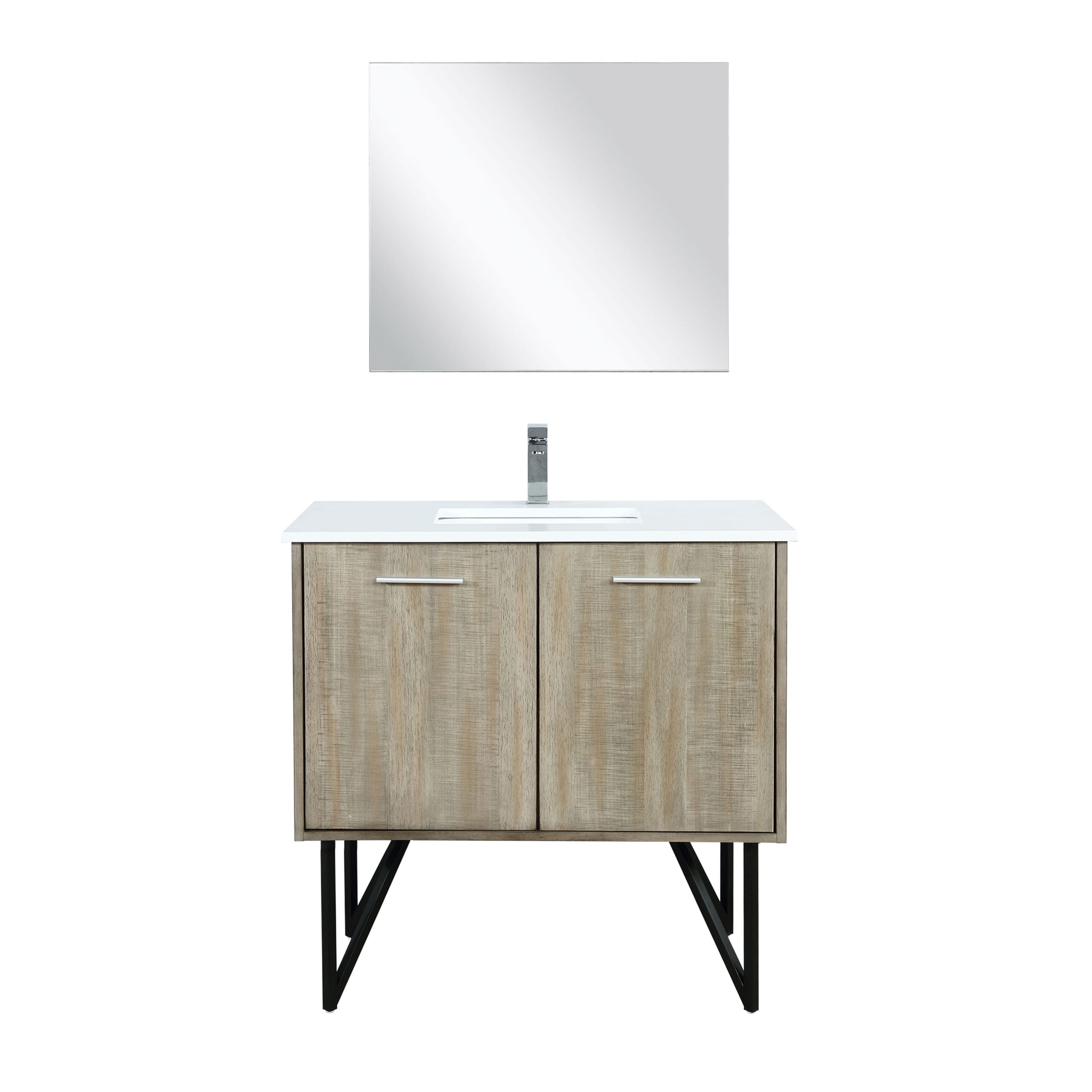 Lexora Lancy 36 in W x 20 in D Rustic Acacia Bath Vanity and White Quartz Top