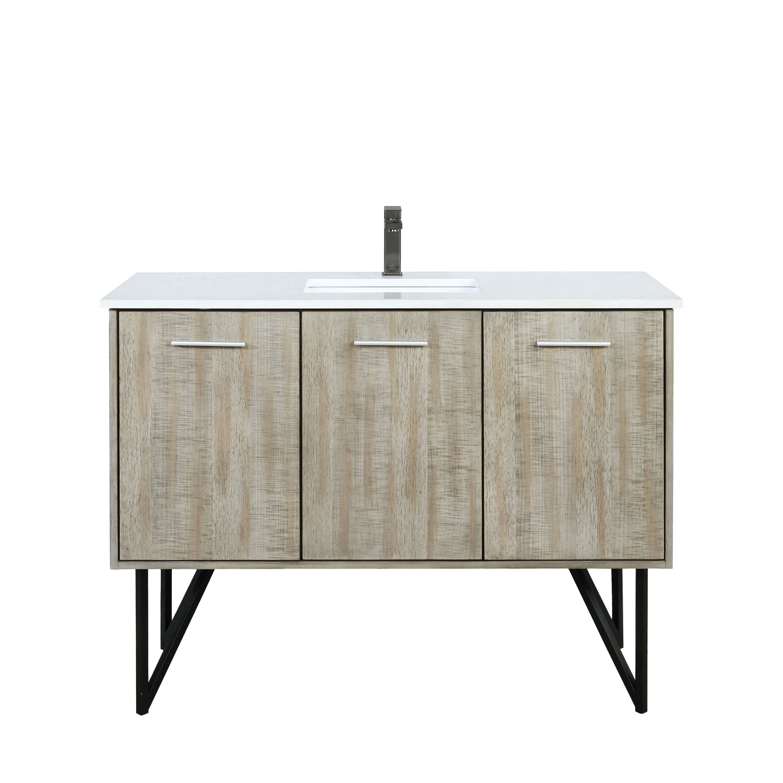 Lexora Lancy 48 in W x 20 in D Rustic Acacia Bath Vanity and White Quartz Top