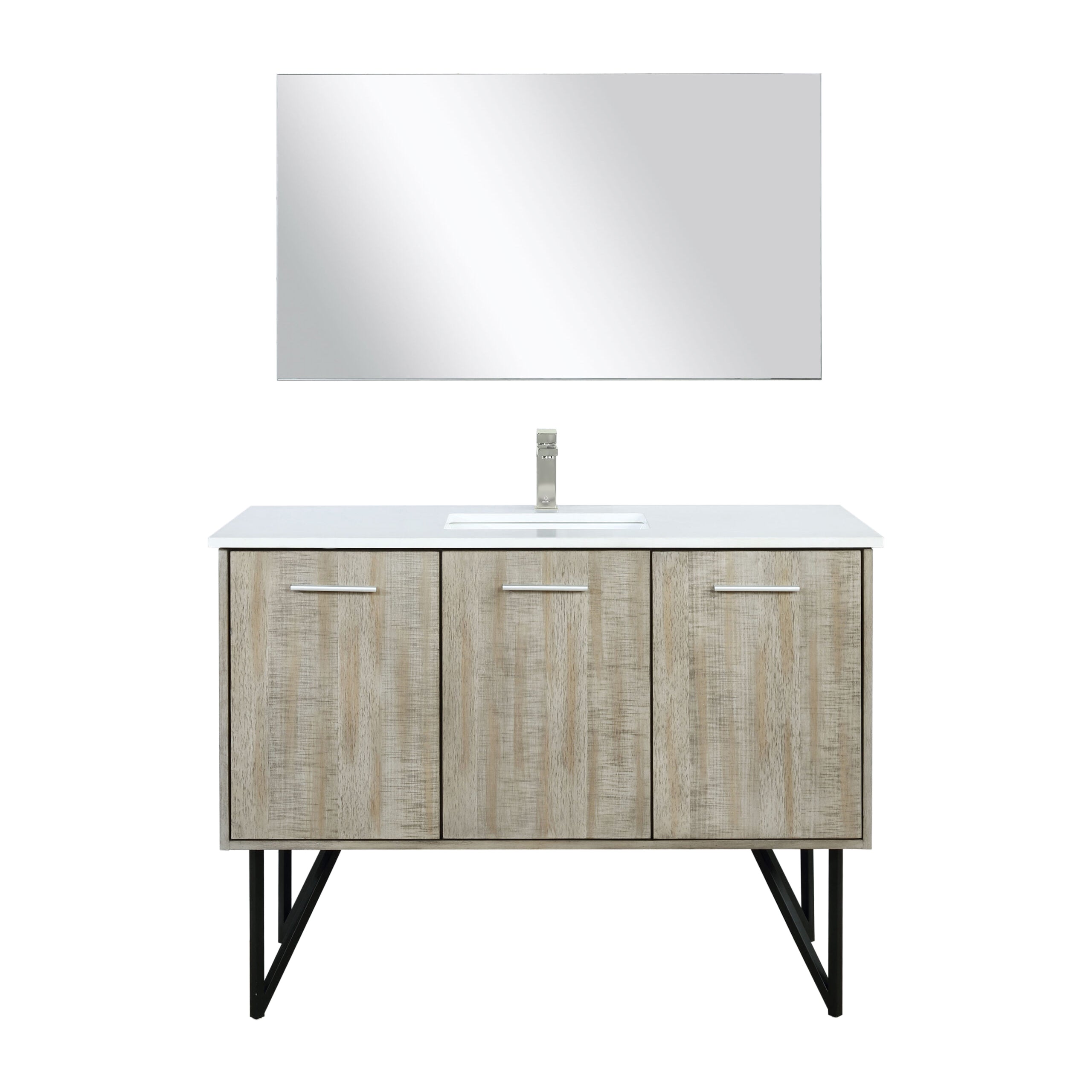 Lexora Lancy 48 in W x 20 in D Rustic Acacia Bath Vanity and White Quartz Top