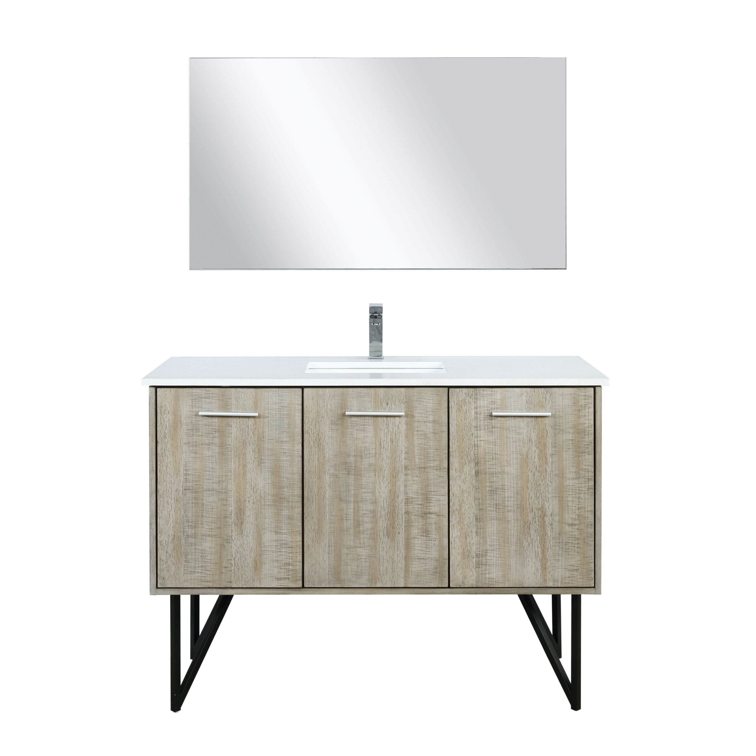 Lexora Lancy 48 in W x 20 in D Rustic Acacia Bath Vanity and White Quartz Top