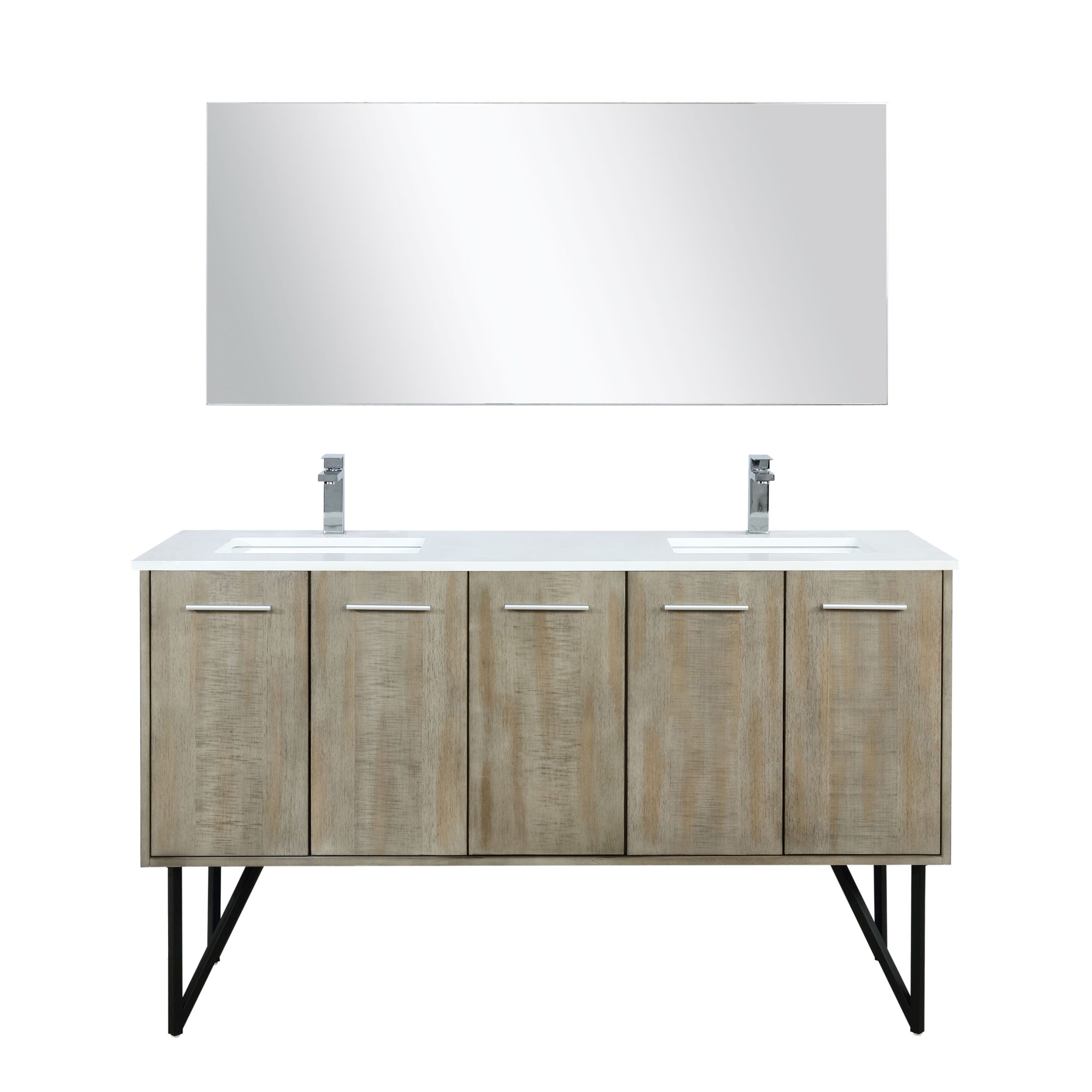 Lexora Lancy 60 in W x 20 in D Rustic Acacia Double Bath Vanity and White Quartz Top
