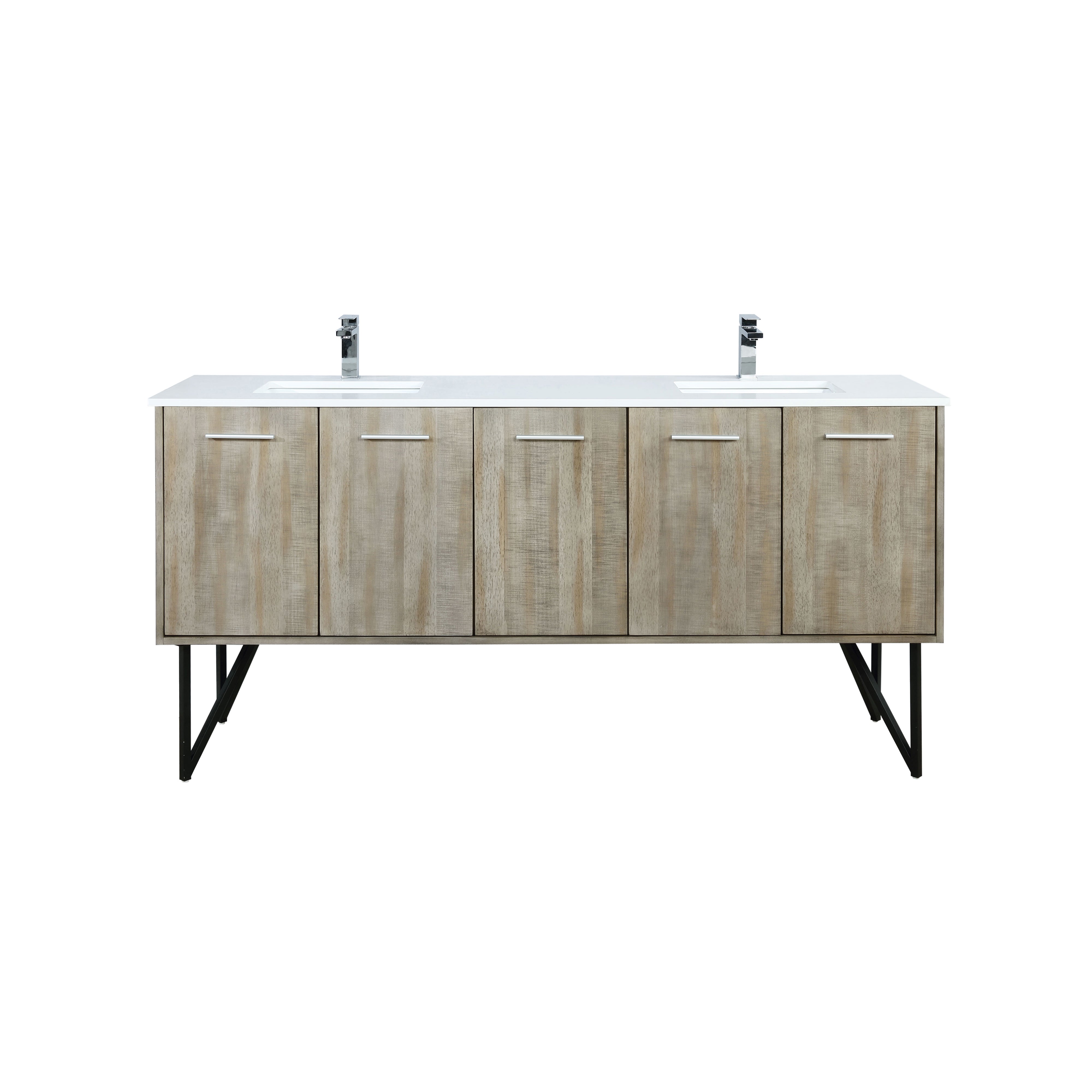 Lexora Lancy 72 in W x 20 in D Rustic Acacia Double Bath Vanity and White Quartz Top