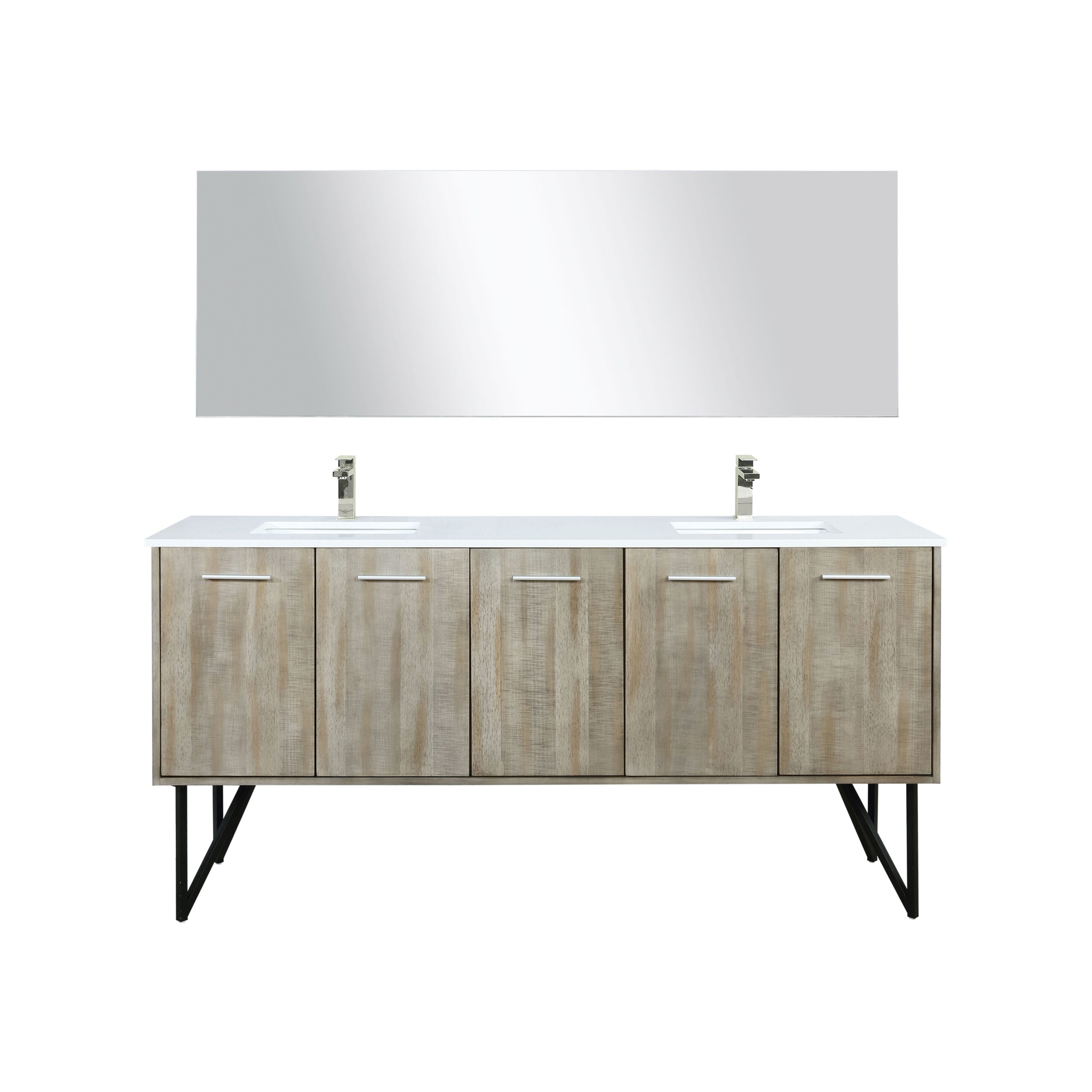 Lexora Lancy 72 in W x 20 in D Rustic Acacia Double Bath Vanity and White Quartz Top