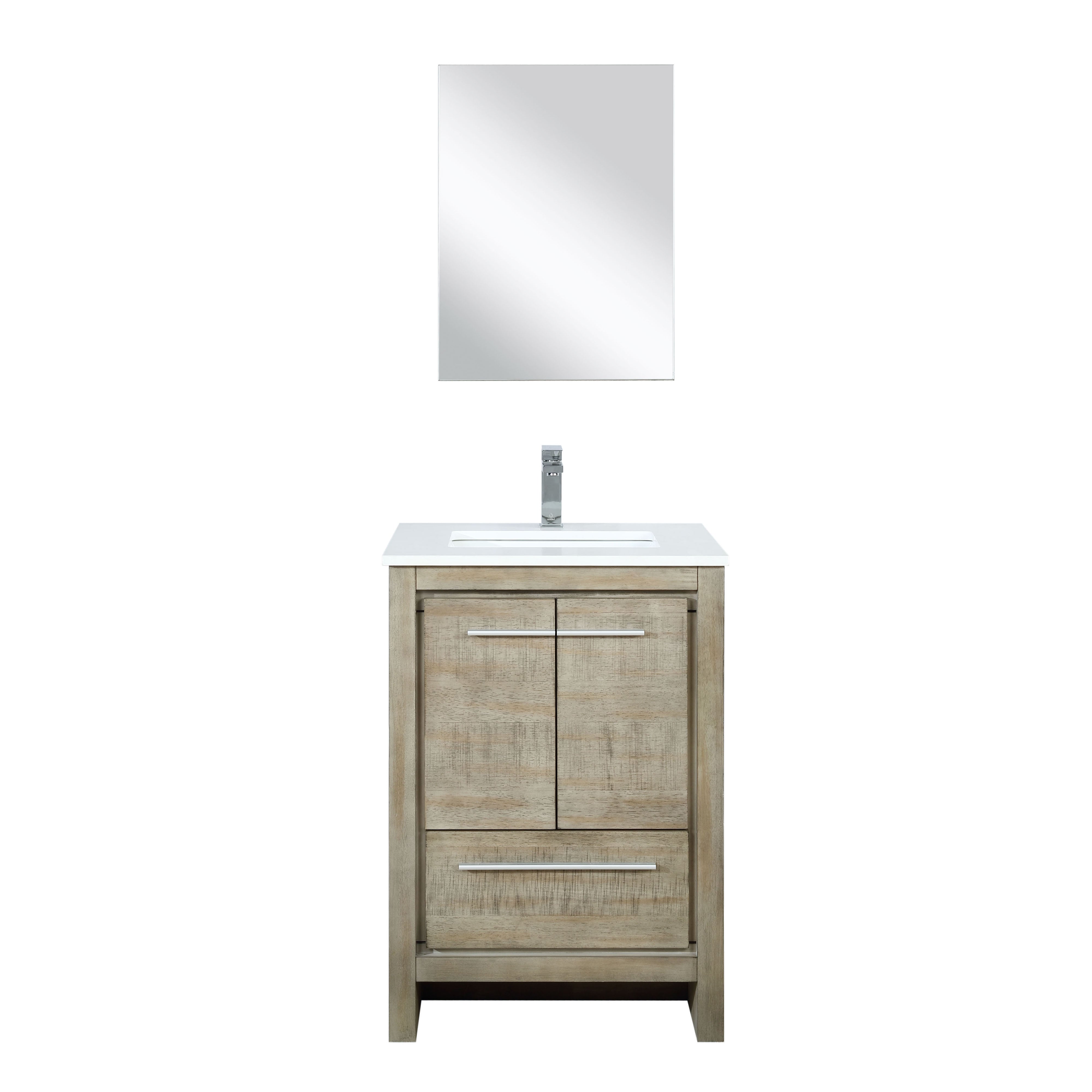 Lexora Lafarre 24 in W x 20 in D Rustic Acacia Bath Vanity and White Quartz Top by Lexora