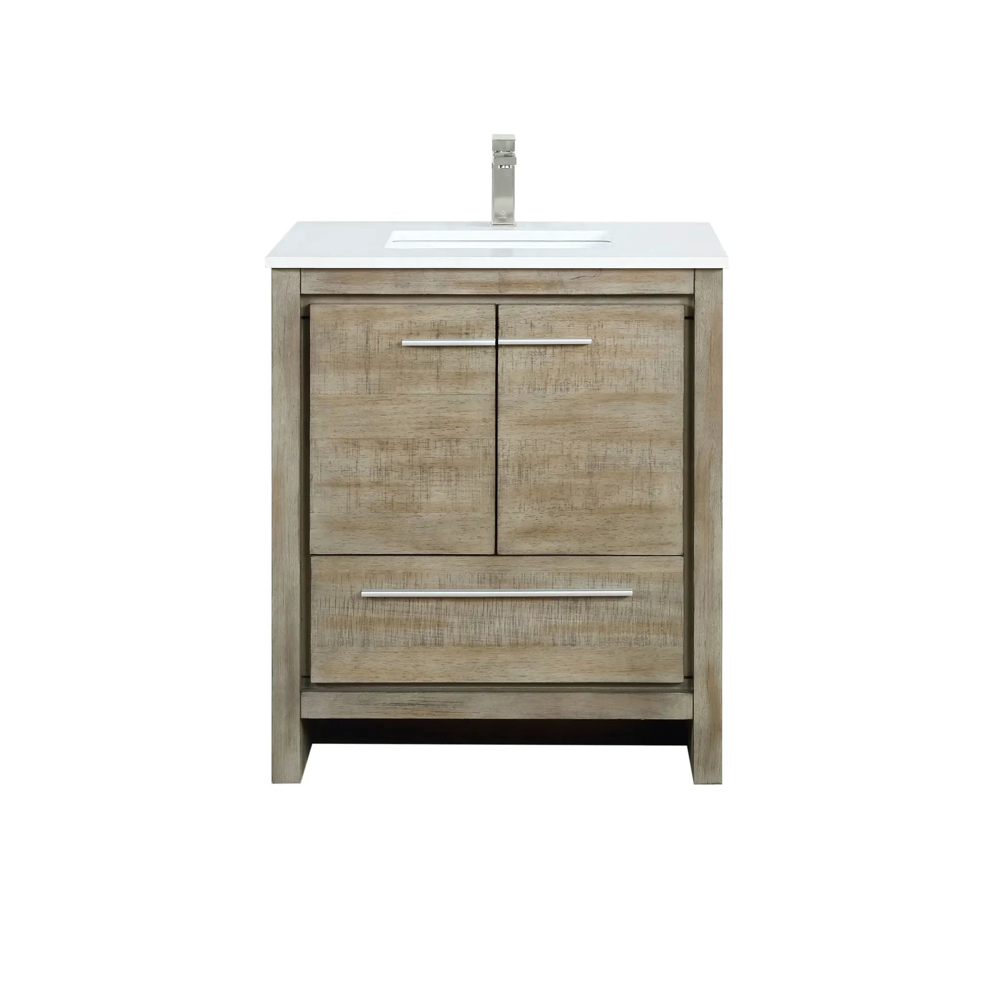Lexora Lafarre 30 in W x 20 in D Rustic Acacia Bath Vanity and White Quartz Top by Lexora