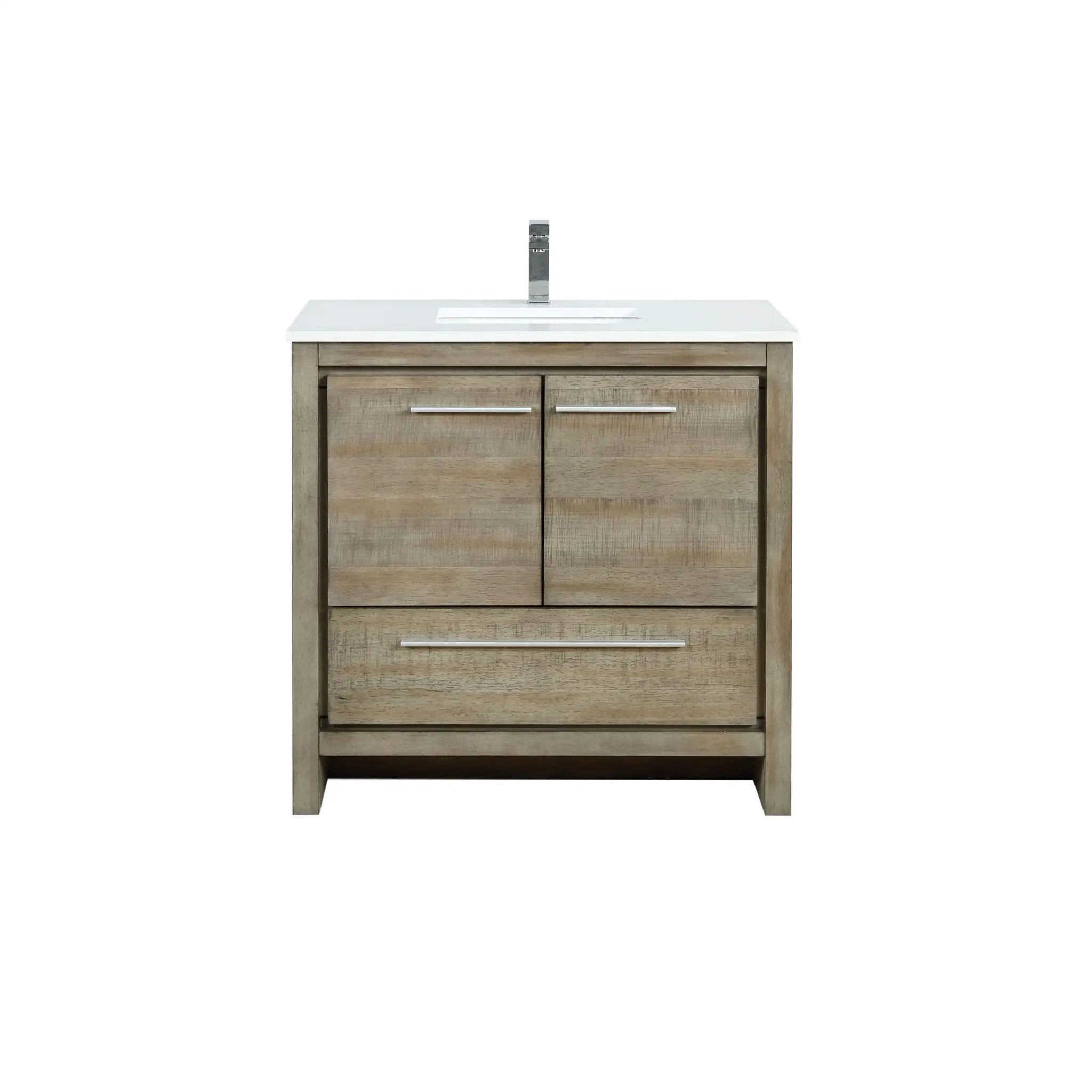 Lexora Lafarre 36 in W x 20 in D Rustic Acacia Bath Vanity and White Quartz Top by Lexora