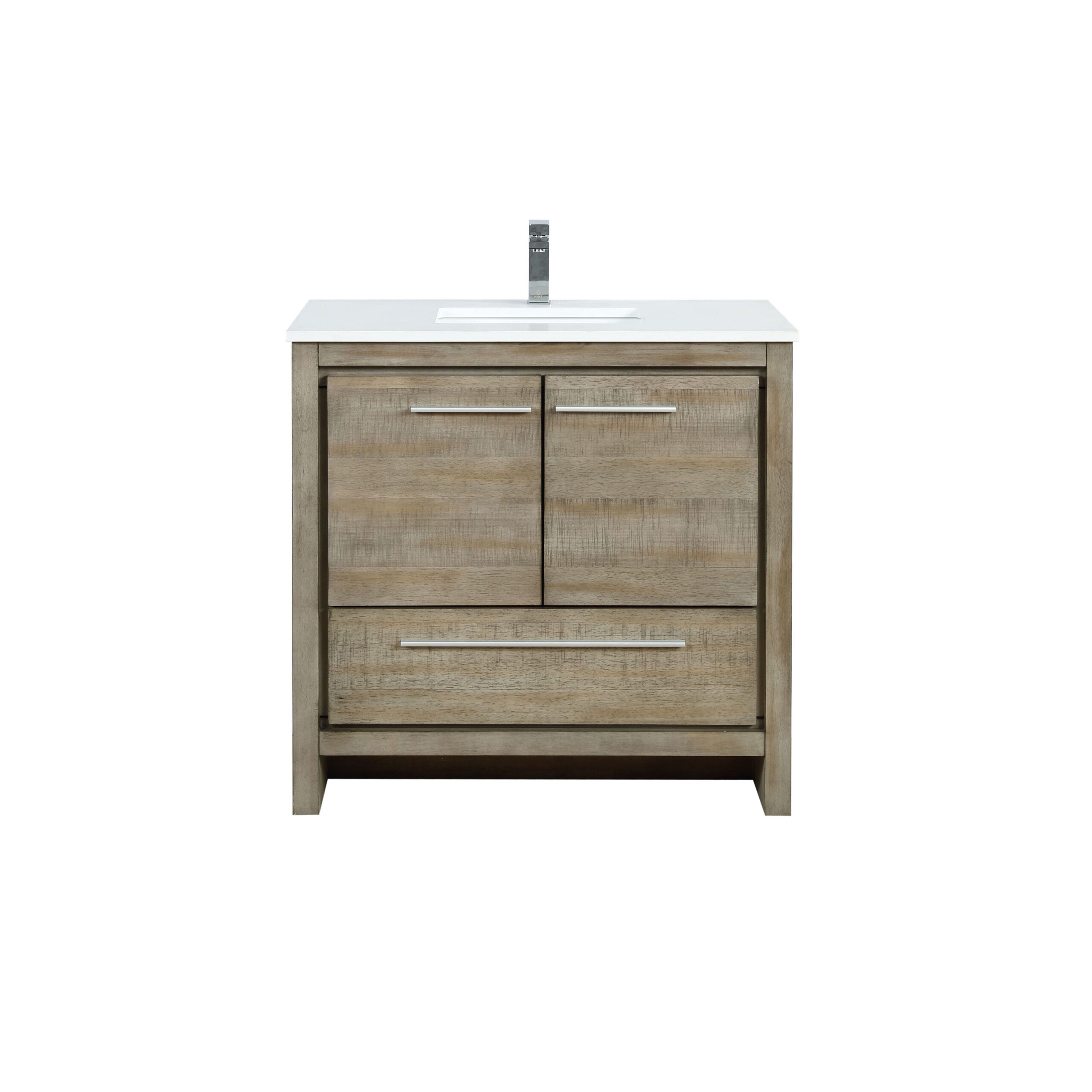 Lexora Lafarre 36 in W x 20 in D Rustic Acacia Bath Vanity and White Quartz Top