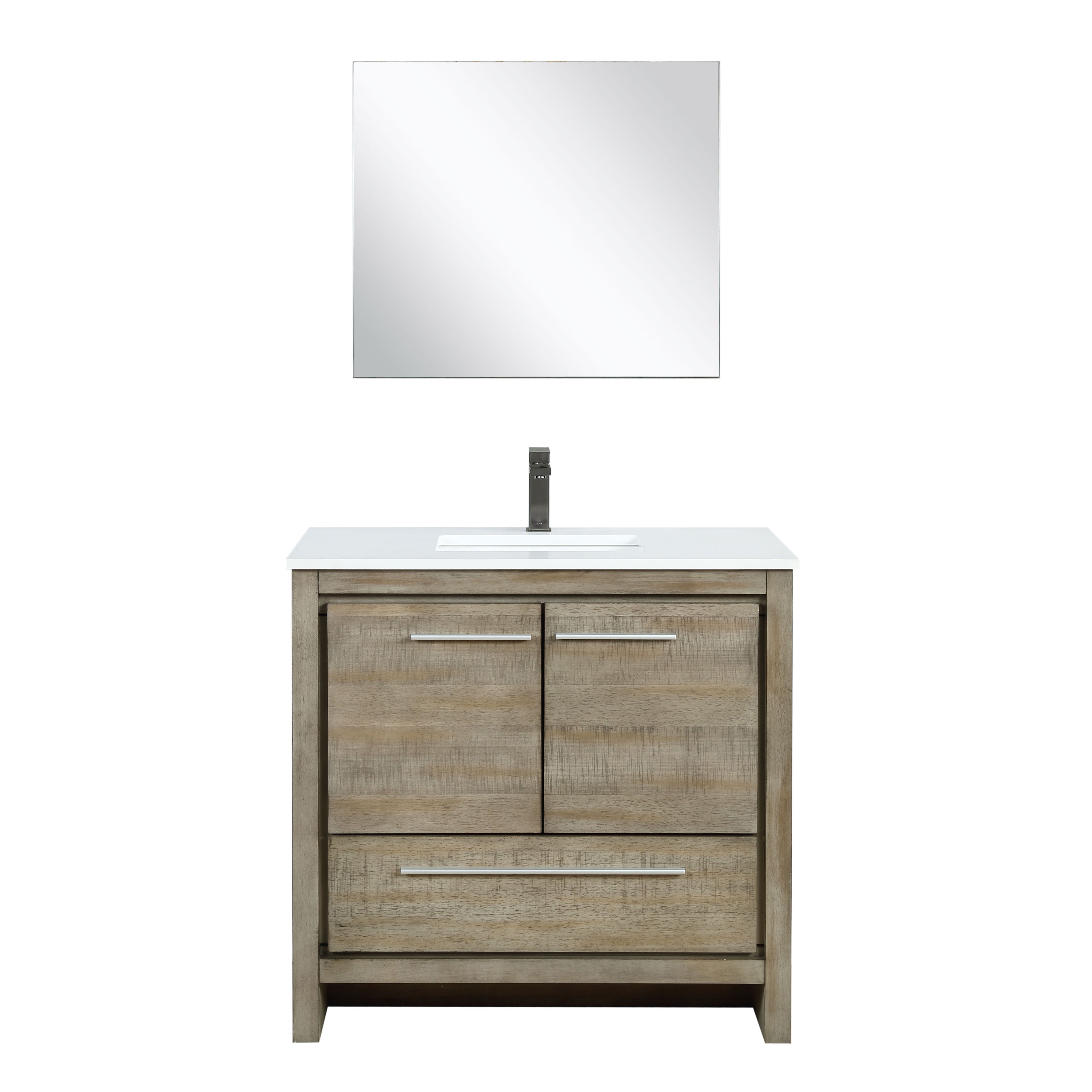 Lexora Lafarre 36 in W x 20 in D Rustic Acacia Bath Vanity and White Quartz Top