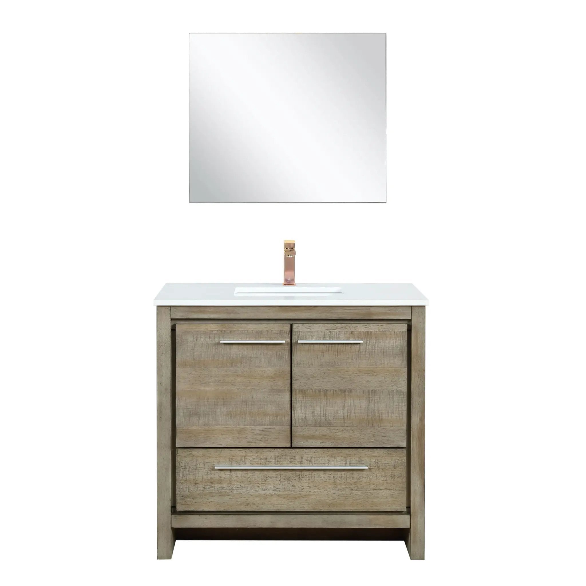 Lexora Lafarre 36 in W x 20 in D Rustic Acacia Bath Vanity and White Quartz Top by Lexora