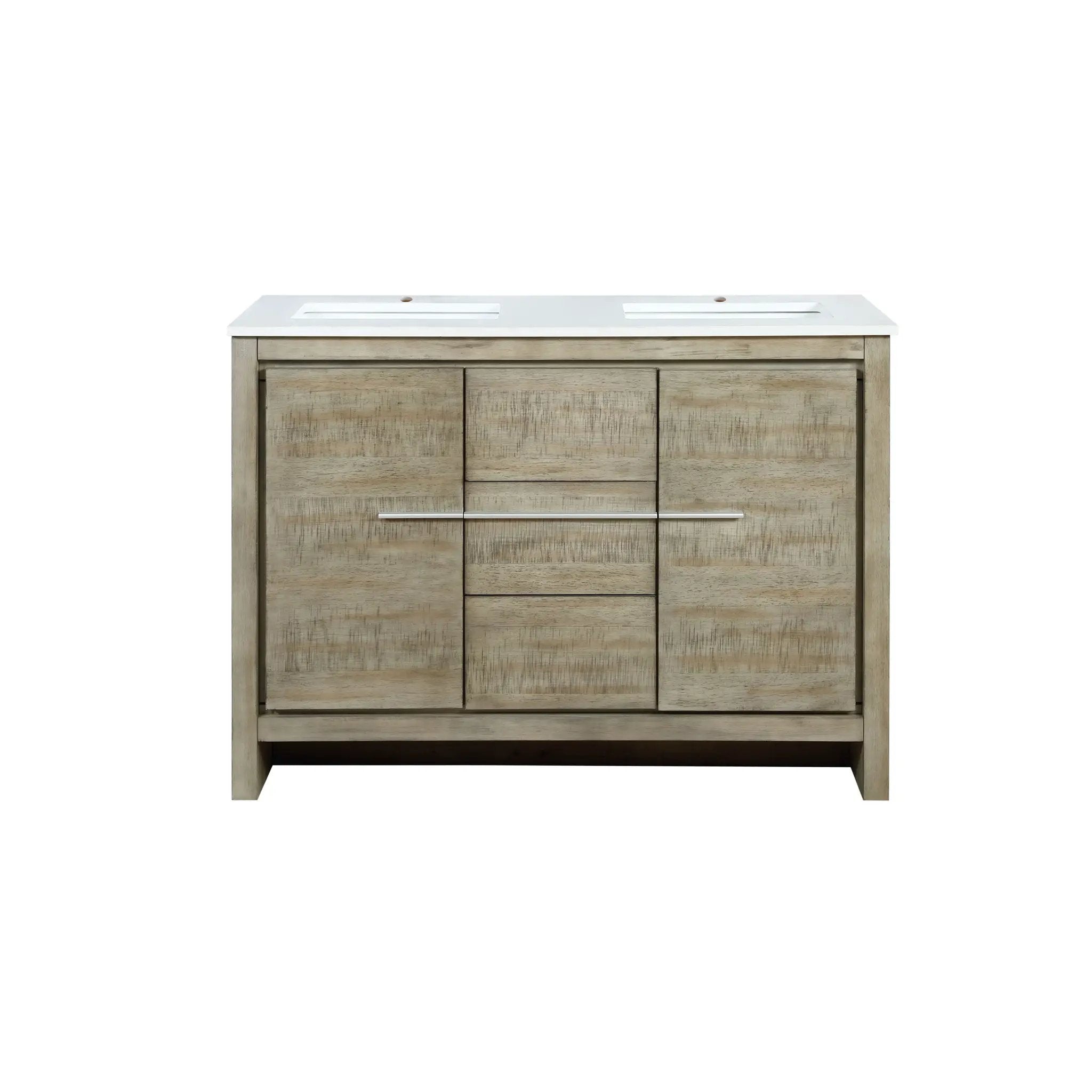 Lexora Lafarre 48 in W x 20 in D Rustic Acacia Double Bath Vanity and White Quartz Top by Lexora
