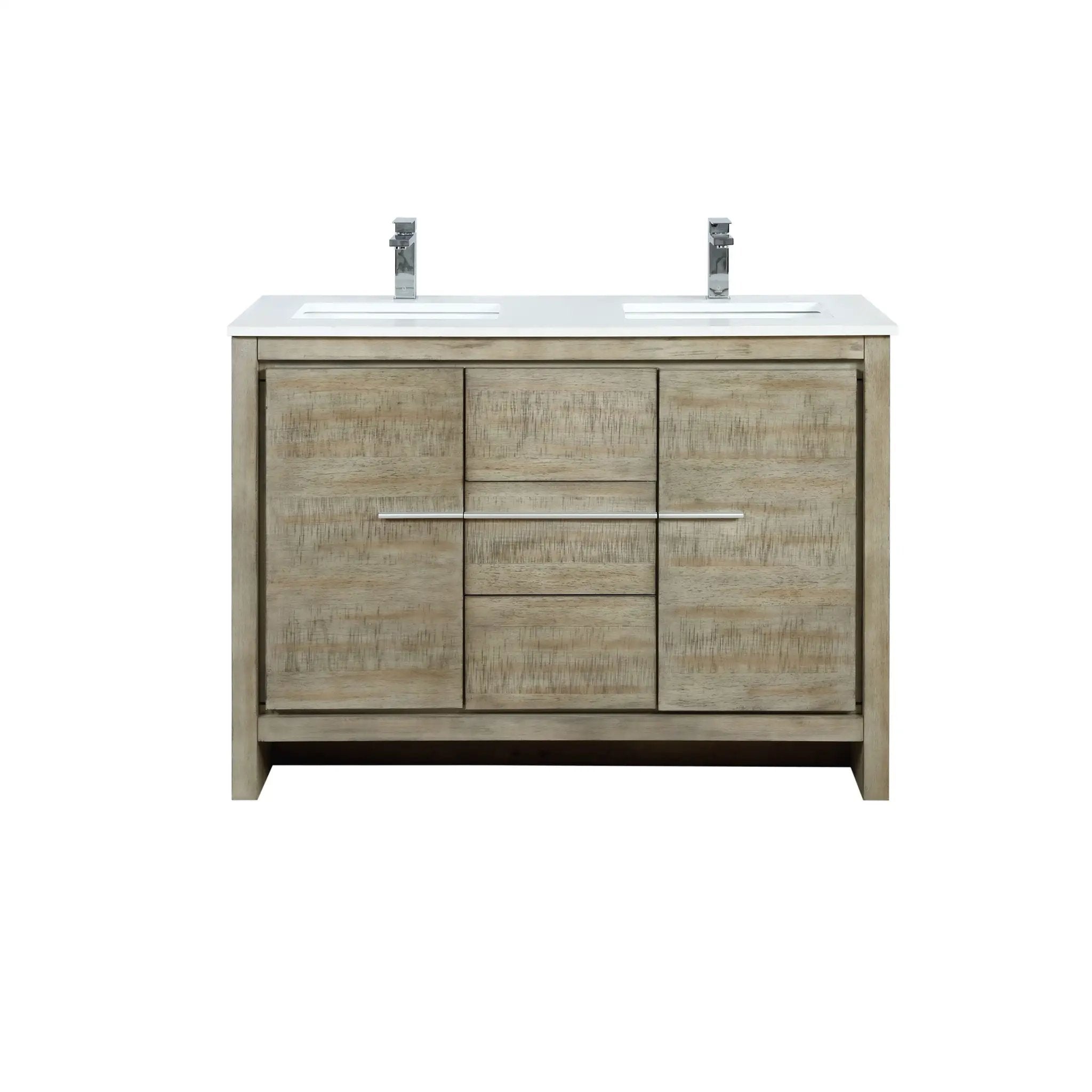 Lexora Lafarre 48 in W x 20 in D Rustic Acacia Double Bath Vanity and White Quartz Top by Lexora