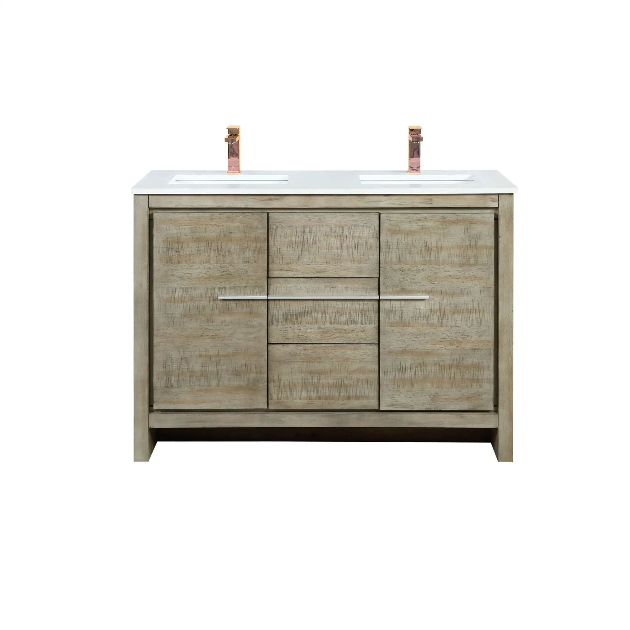 Lexora Lafarre 48 in W x 20 in D Rustic Acacia Double Bath Vanity and White Quartz Top by Lexora
