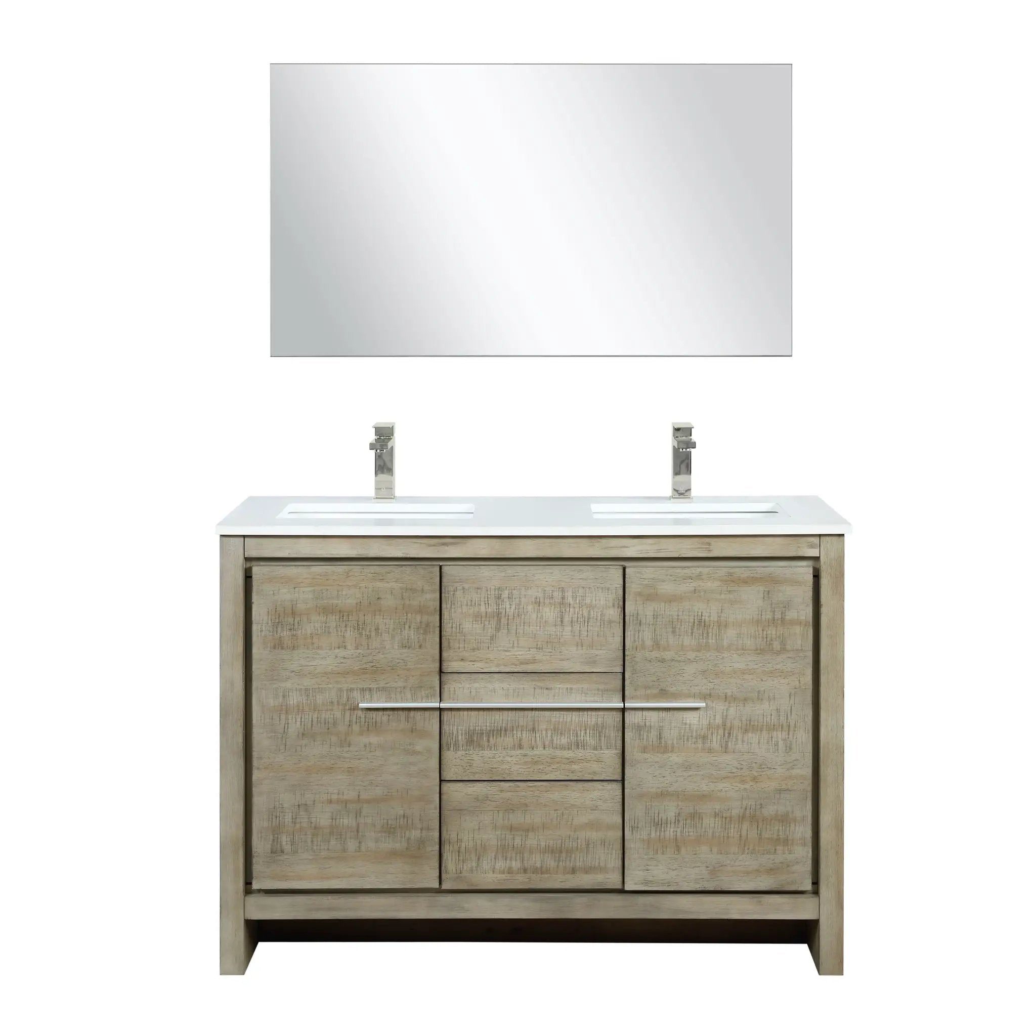Lexora Lafarre 48 in W x 20 in D Rustic Acacia Double Bath Vanity and White Quartz Top by Lexora