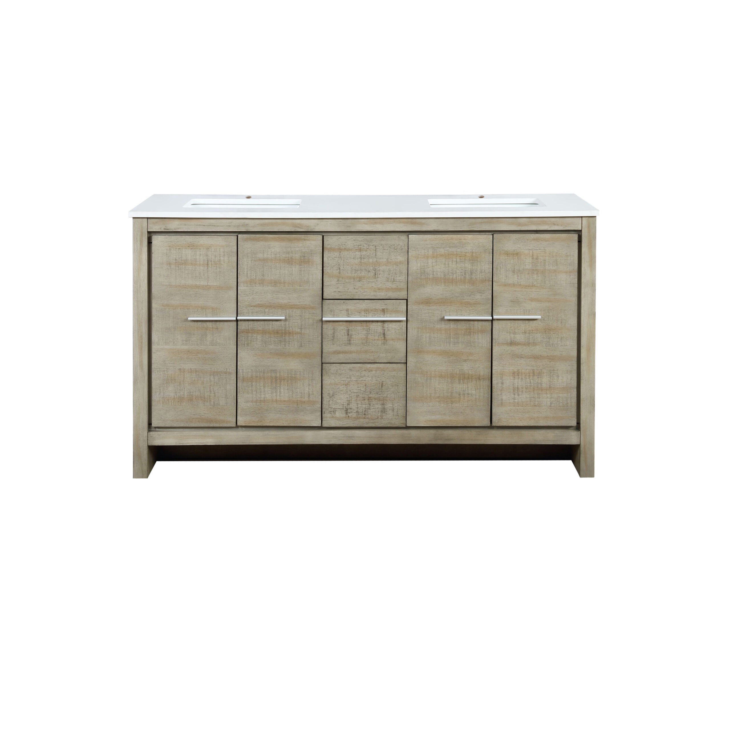 Lexora Lafarre 60 in W x 20 in D Rustic Acacia Double Bath Vanity and White Quartz Top