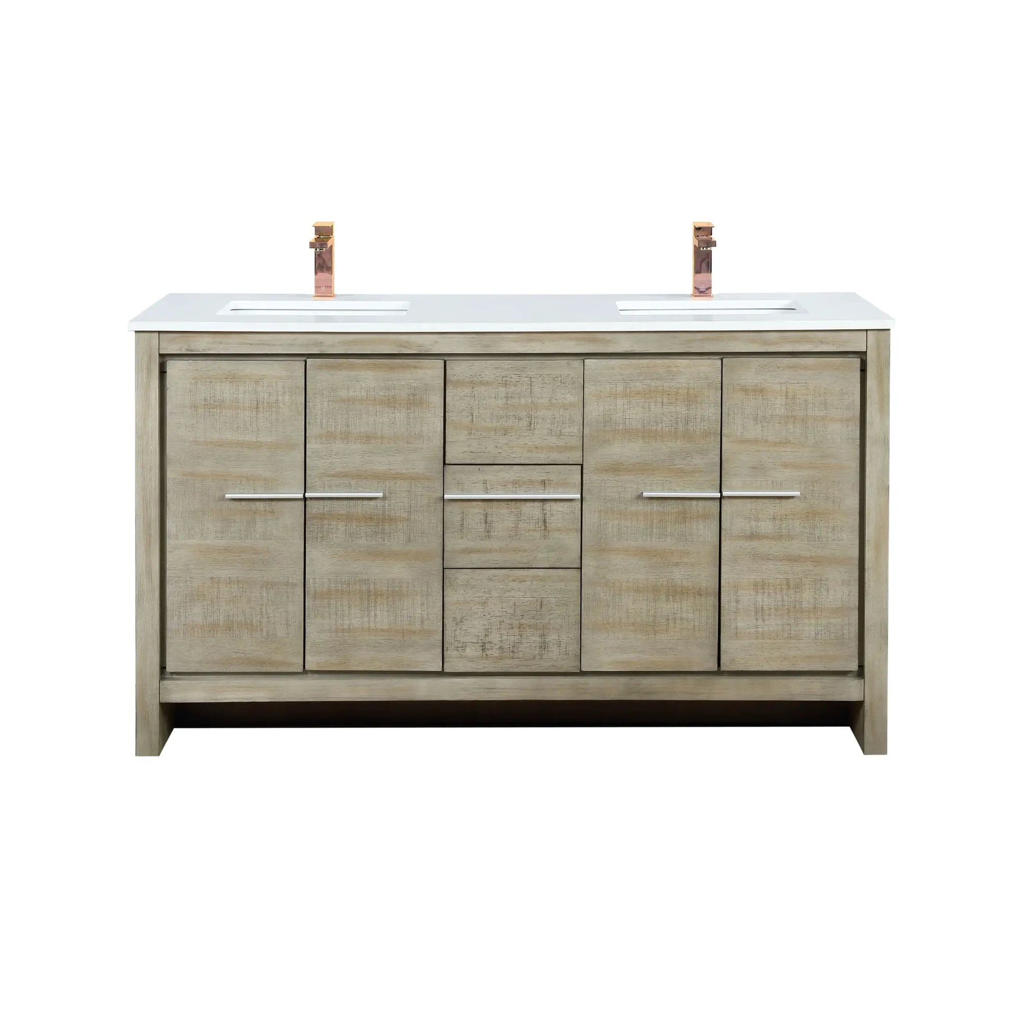 Lexora Lafarre 60 in W x 20 in D Rustic Acacia Double Bath Vanity and White Quartz Top by Lexora