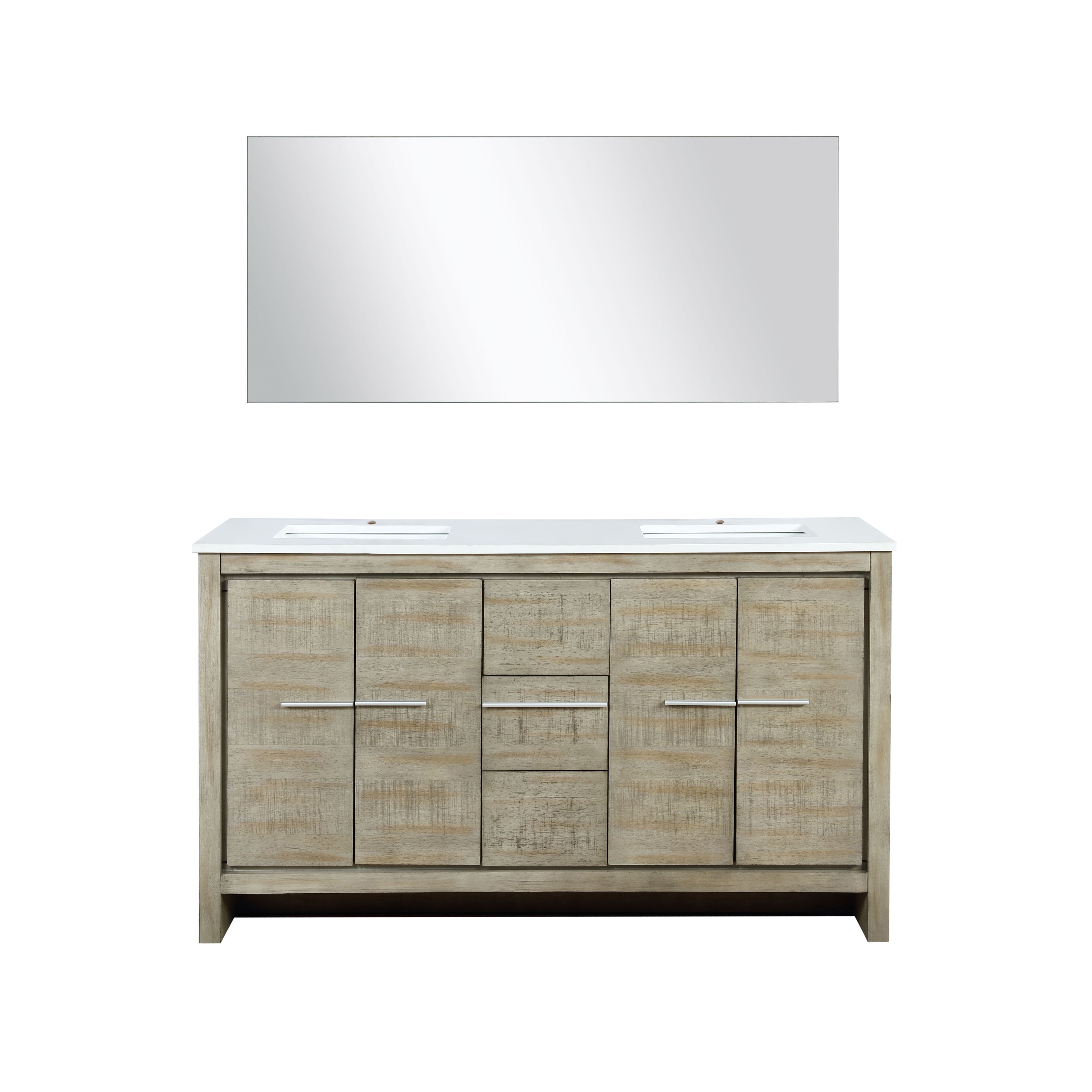 Lexora Lafarre 60 in W x 20 in D Rustic Acacia Double Bath Vanity and White Quartz Top