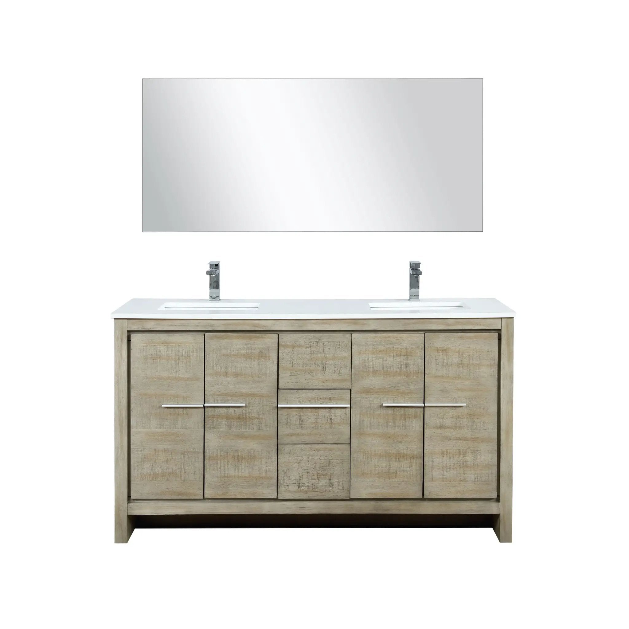 Lexora Lafarre 60 in W x 20 in D Rustic Acacia Double Bath Vanity and White Quartz Top by Lexora