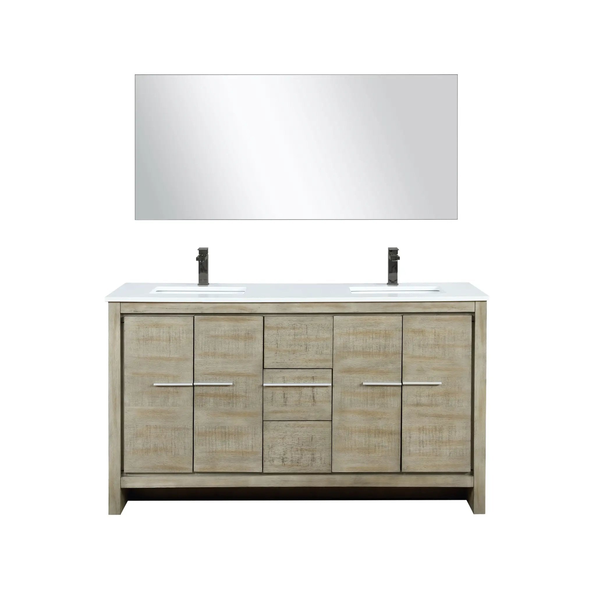 Lexora Lafarre 60 in W x 20 in D Rustic Acacia Double Bath Vanity and White Quartz Top by Lexora