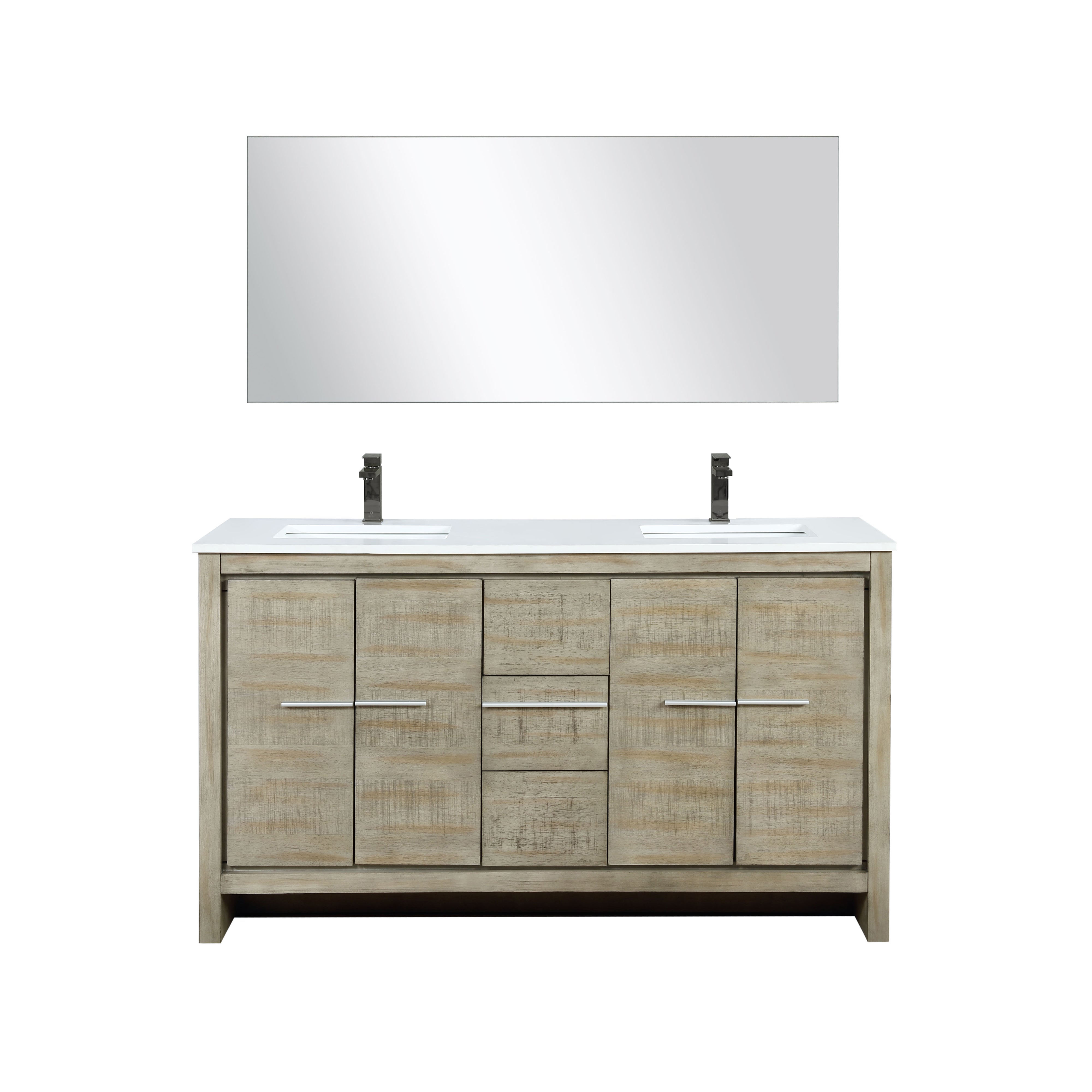 Lexora Lafarre 60 in W x 20 in D Rustic Acacia Double Bath Vanity and White Quartz Top