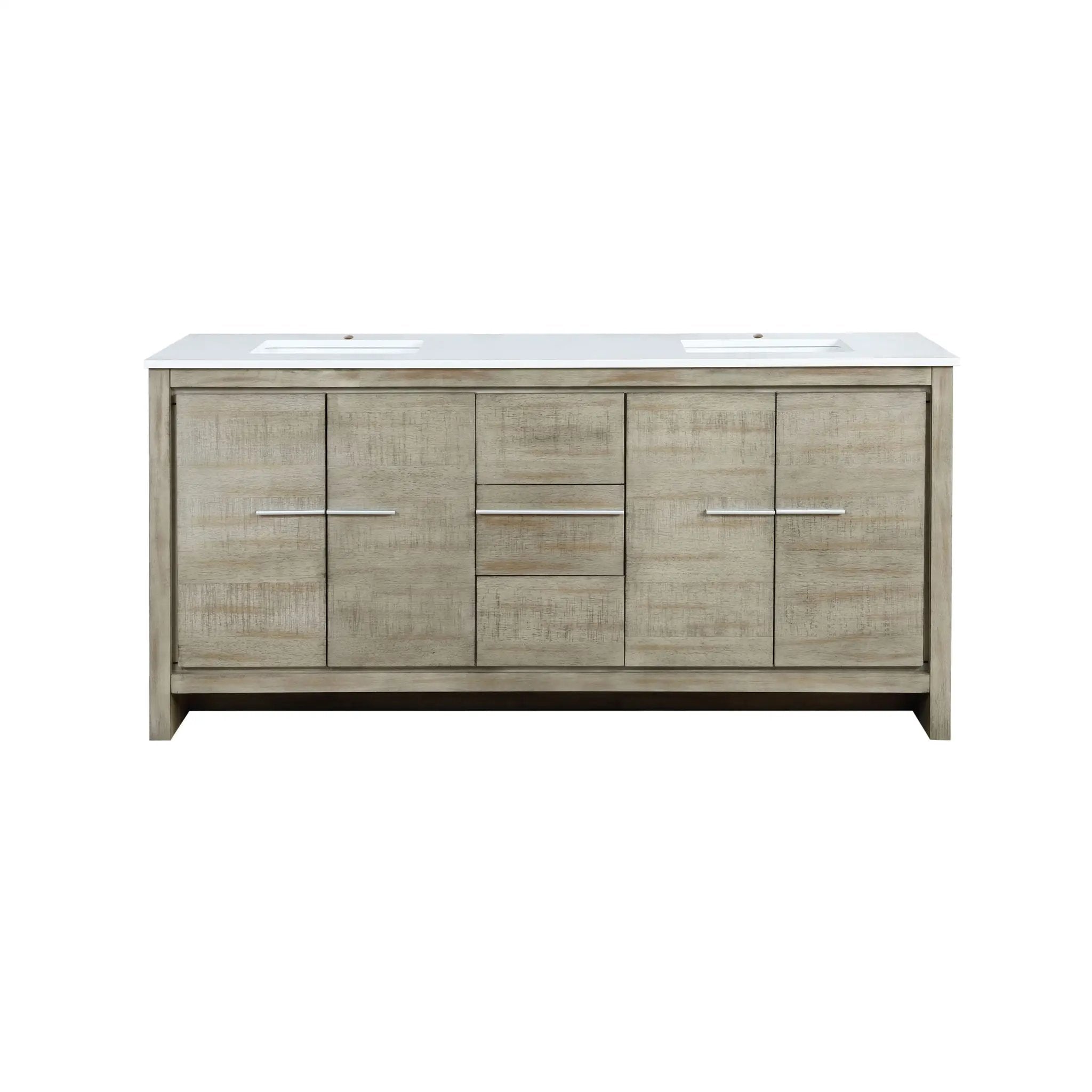 Lexora Lafarre 72 in W x 20 in D Rustic Acacia Double Bath Vanity and White Quartz Top by Lexora