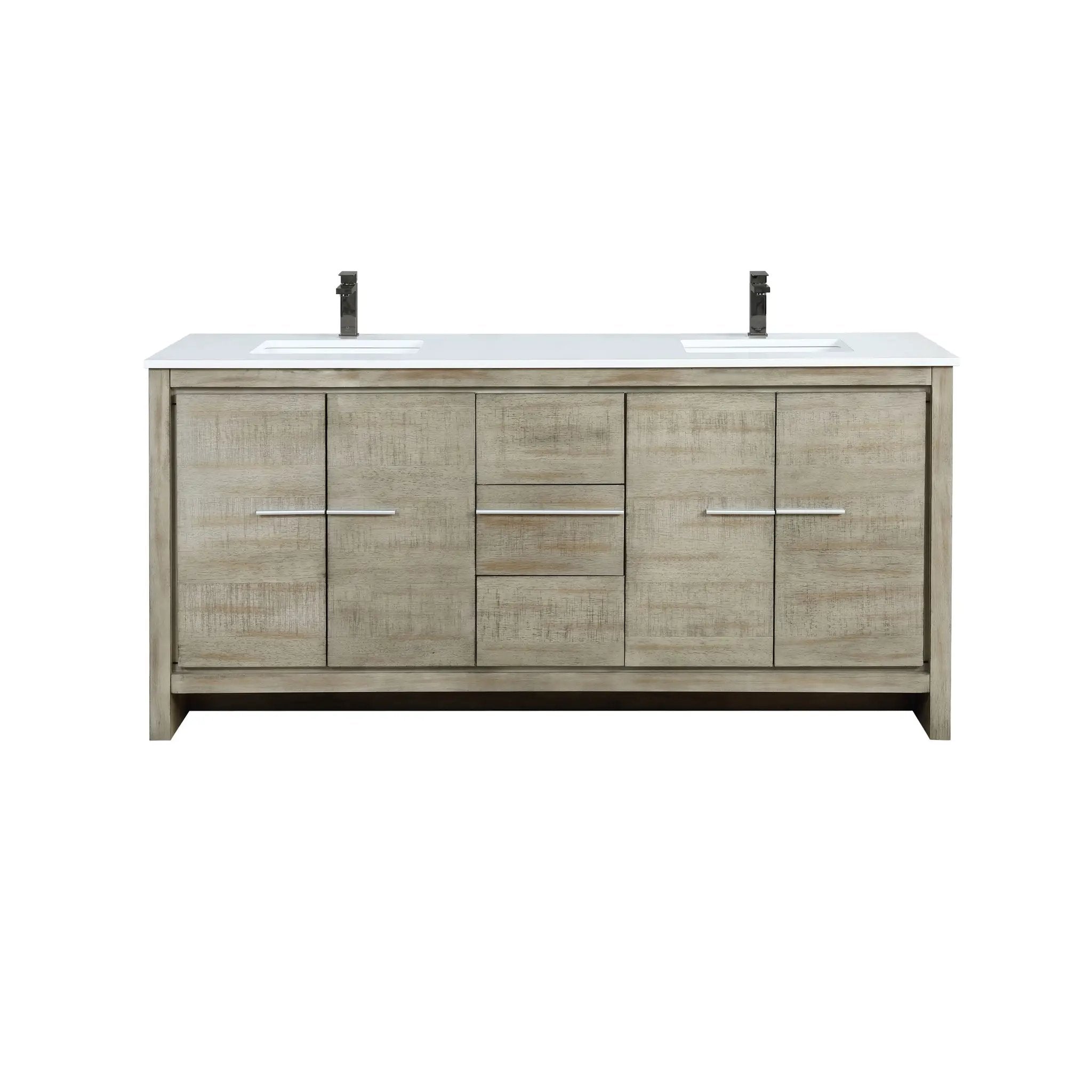 Lexora Lafarre 72 in W x 20 in D Rustic Acacia Double Bath Vanity and White Quartz Top by Lexora