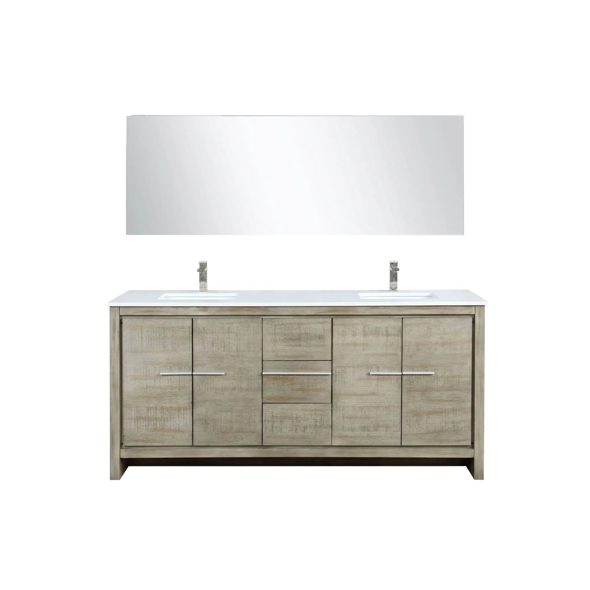Lexora Lafarre 72 in W x 20 in D Rustic Acacia Double Bath Vanity and White Quartz Top by Lexora