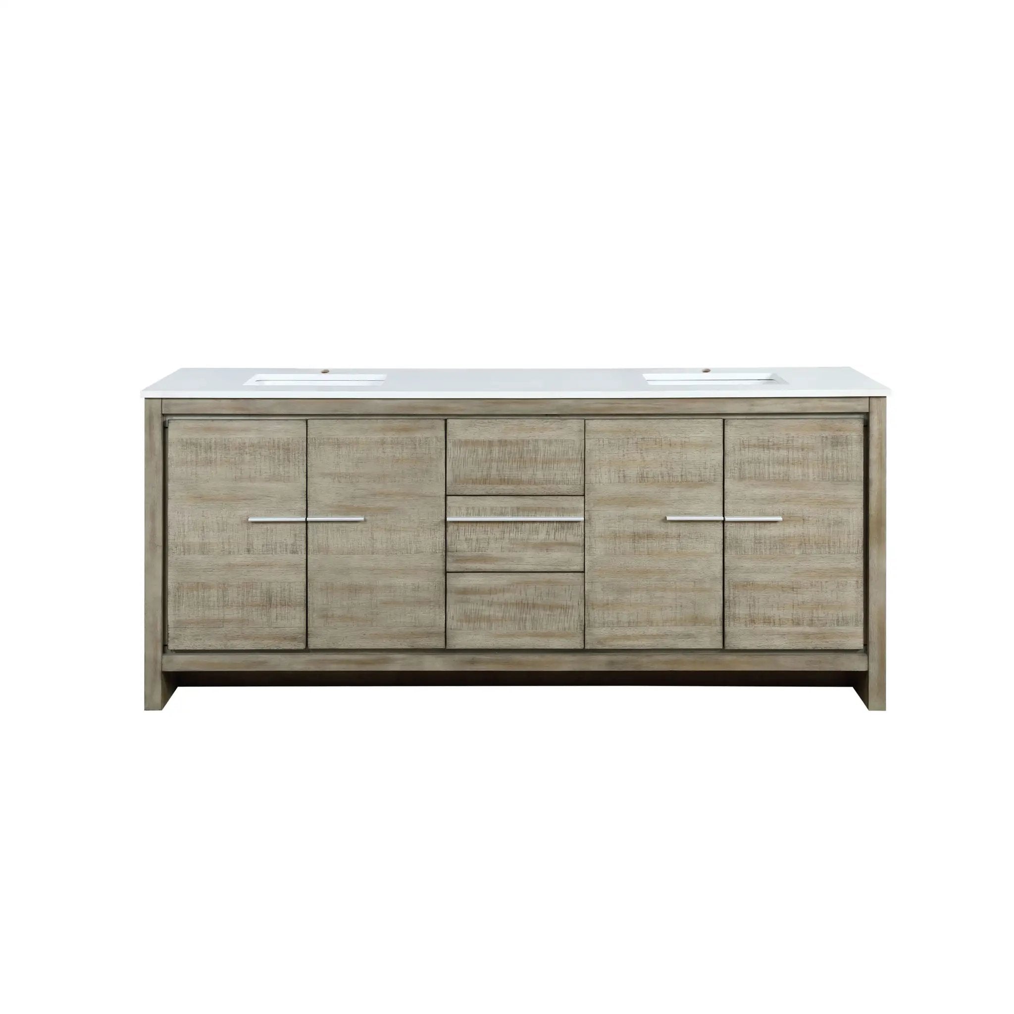 Lexora Lafarre 80 in W x 20 in D Rustic Acacia Double Bath Vanity and White Quartz Top by Lexora