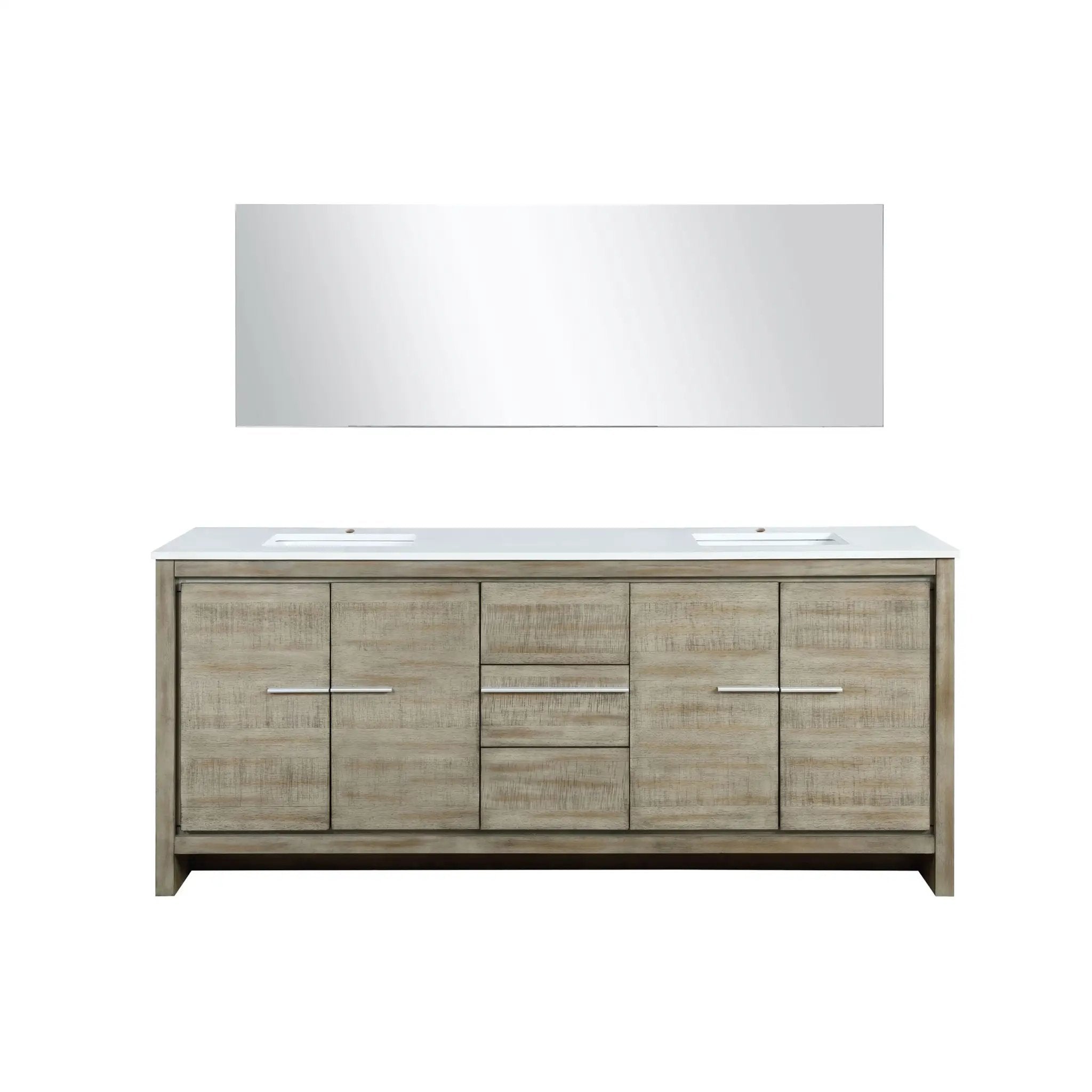 Lexora Lafarre 80 in W x 20 in D Rustic Acacia Double Bath Vanity and White Quartz Top by Lexora