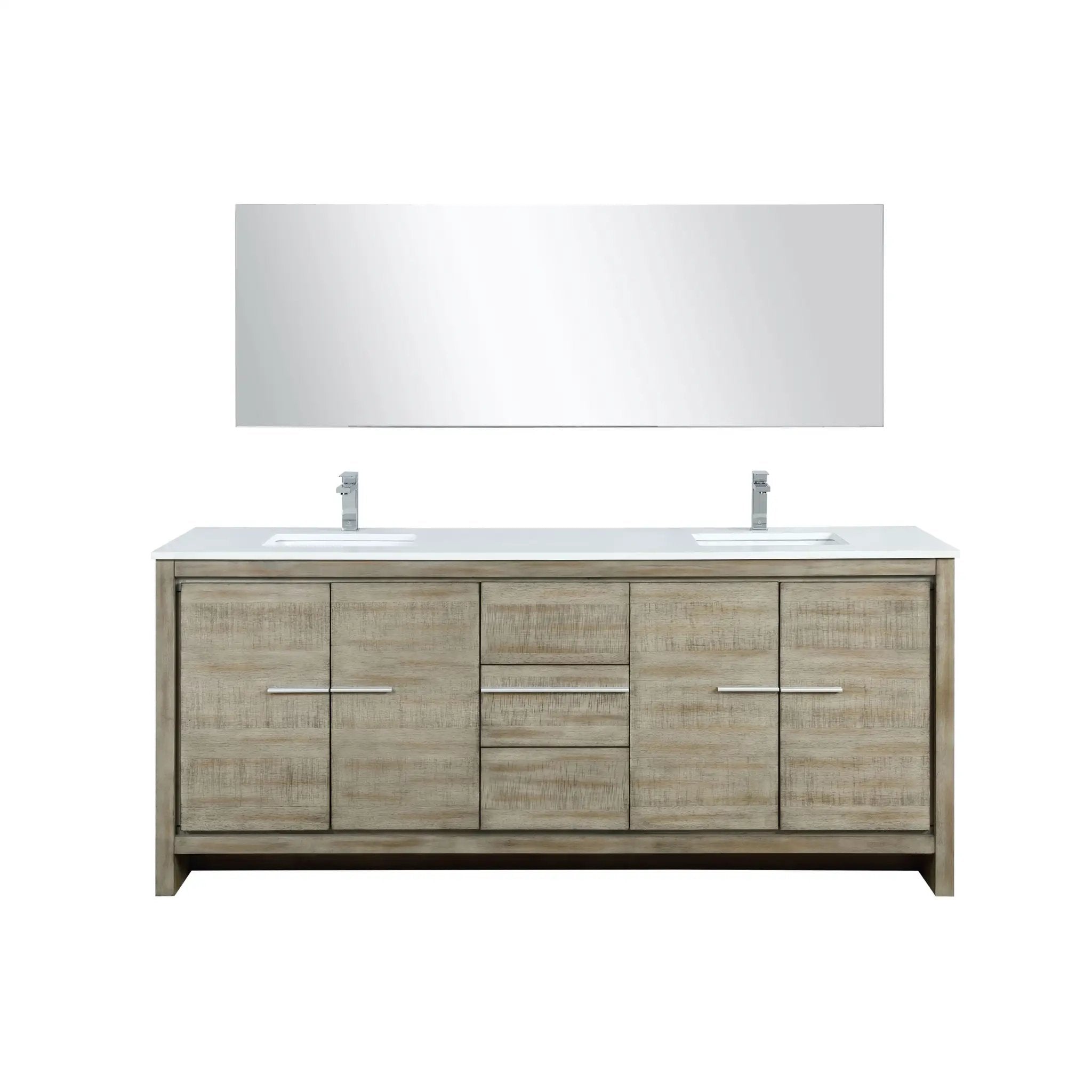 Lexora Lafarre 80 in W x 20 in D Rustic Acacia Double Bath Vanity and White Quartz Top by Lexora