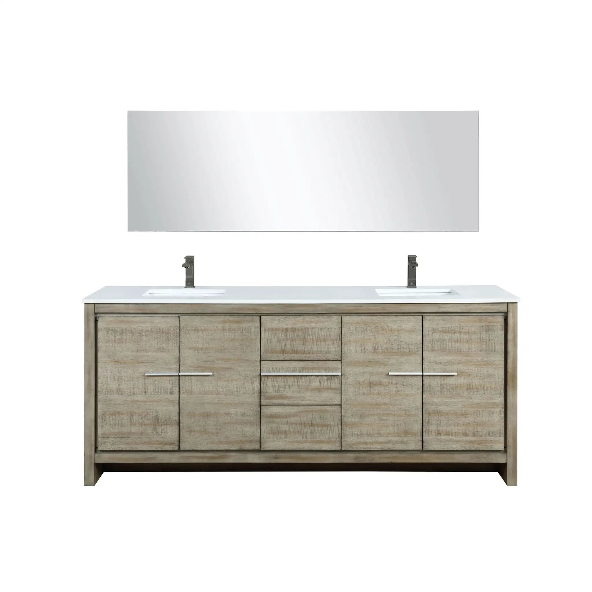 Lexora Lafarre 80 in W x 20 in D Rustic Acacia Double Bath Vanity and White Quartz Top by Lexora
