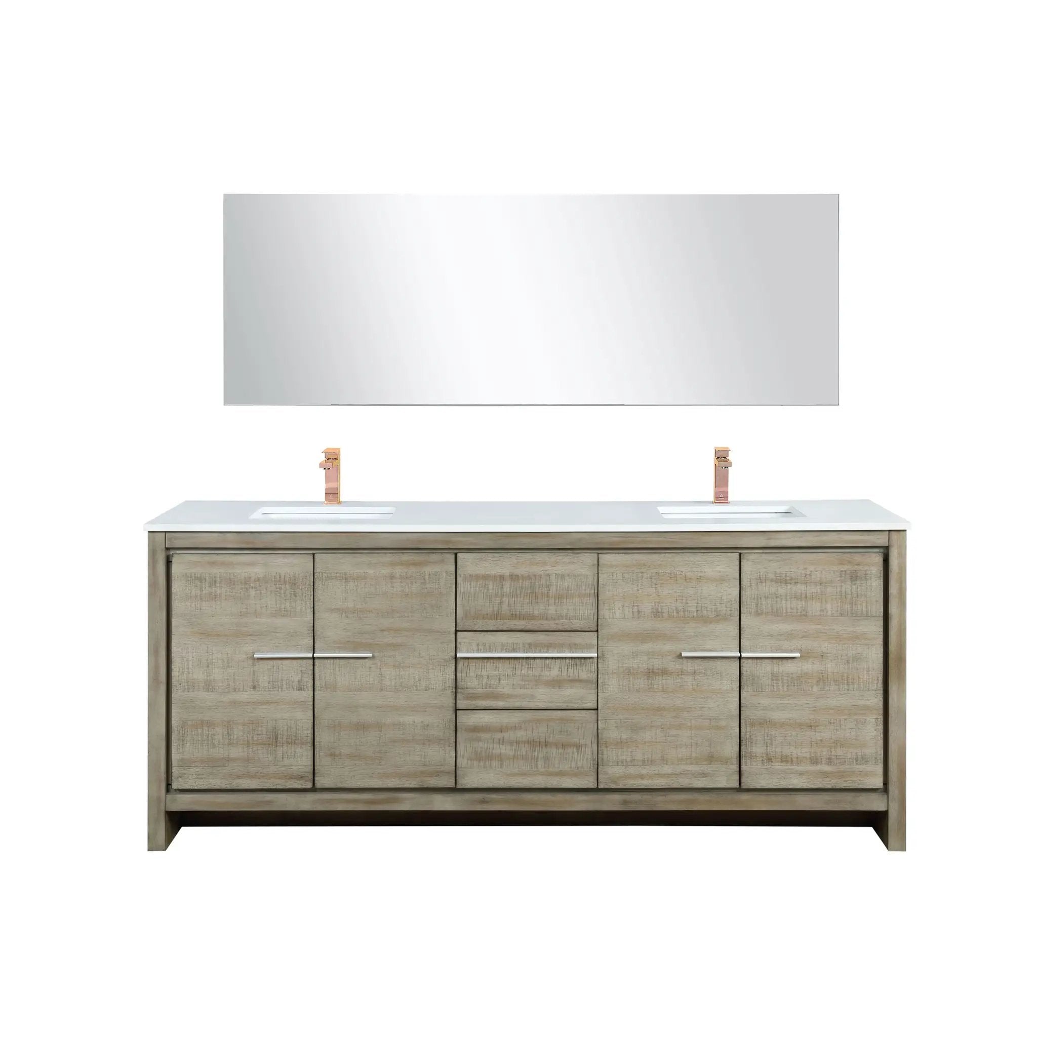 Lexora Lafarre 80 in W x 20 in D Rustic Acacia Double Bath Vanity and White Quartz Top by Lexora