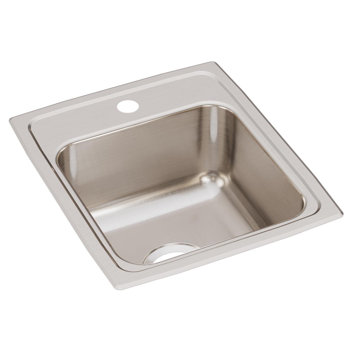 Elkay Lustertone Classic 15" x 17-1/2" x 7-5/8" Single Bowl Drop-in Bar Sink with Quick-clip