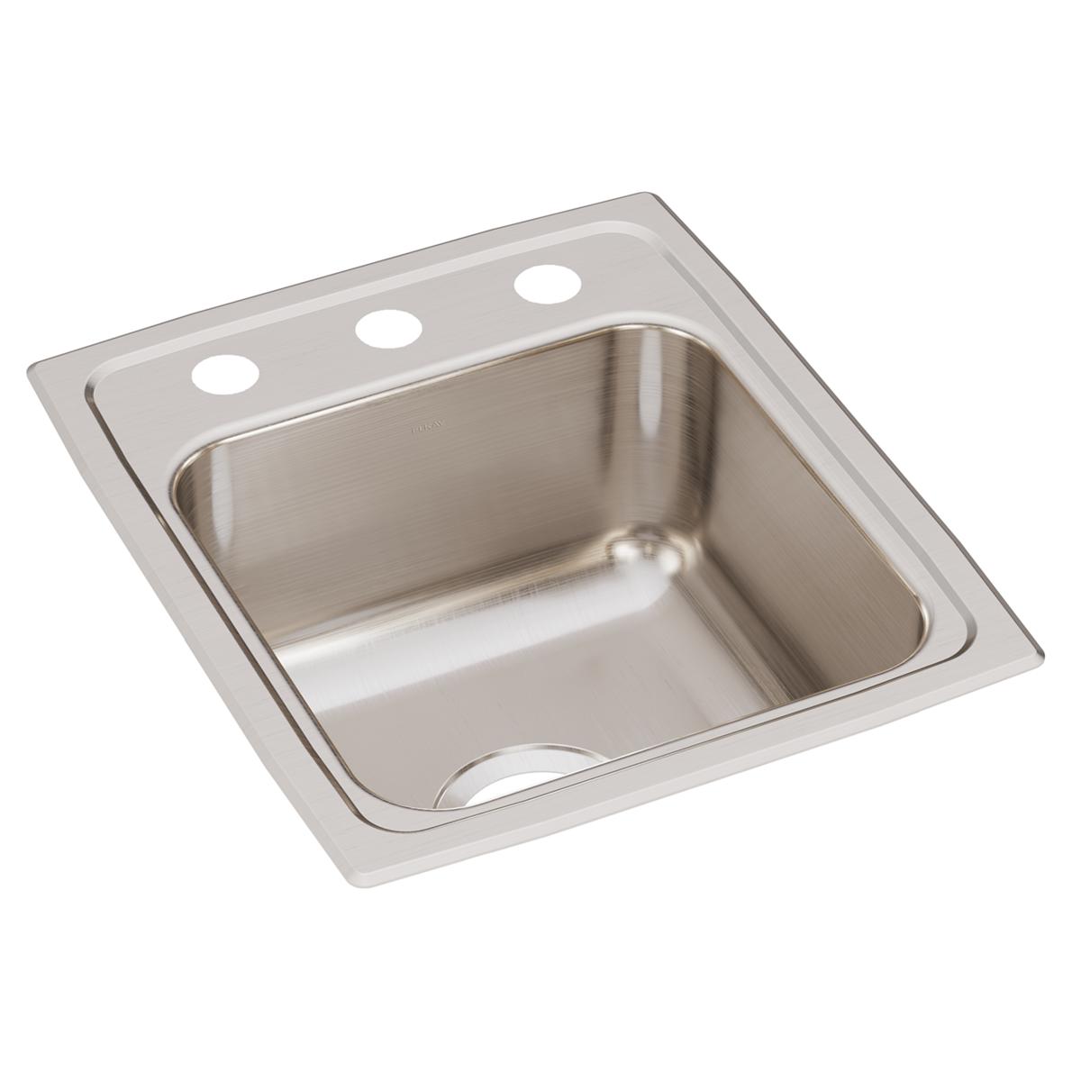 Elkay Lustertone Classic 15" x 17-1/2" x 7-5/8" Single Bowl Drop-in Bar Sink with Quick-clip
