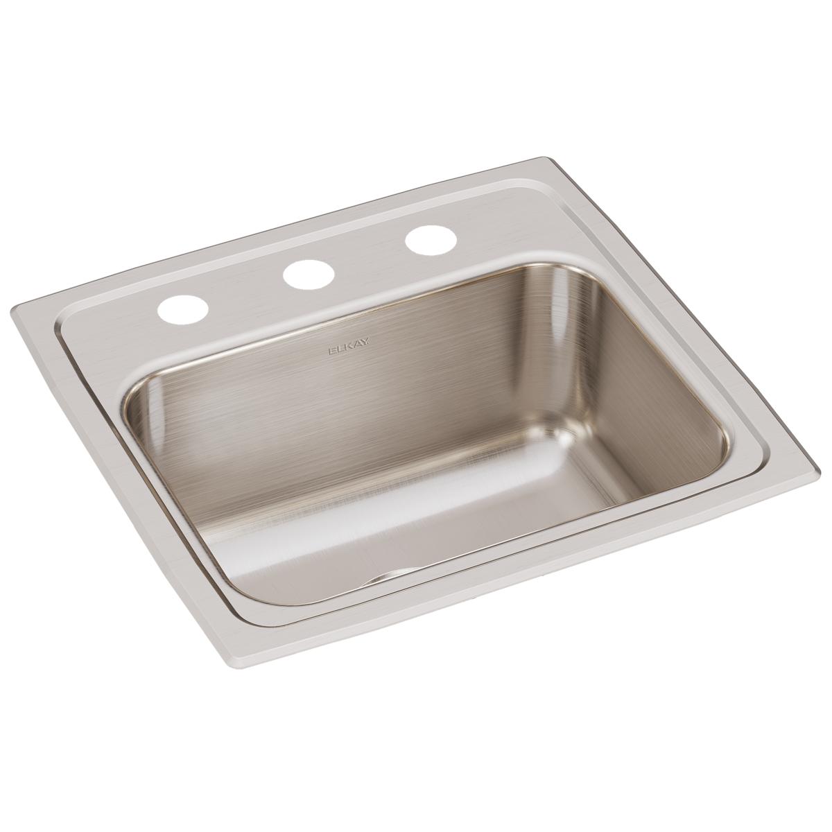 Elkay Lustertone Classic 17" x 16" x 7-5/8" Single Bowl Drop-in Sink with Quick-clip
