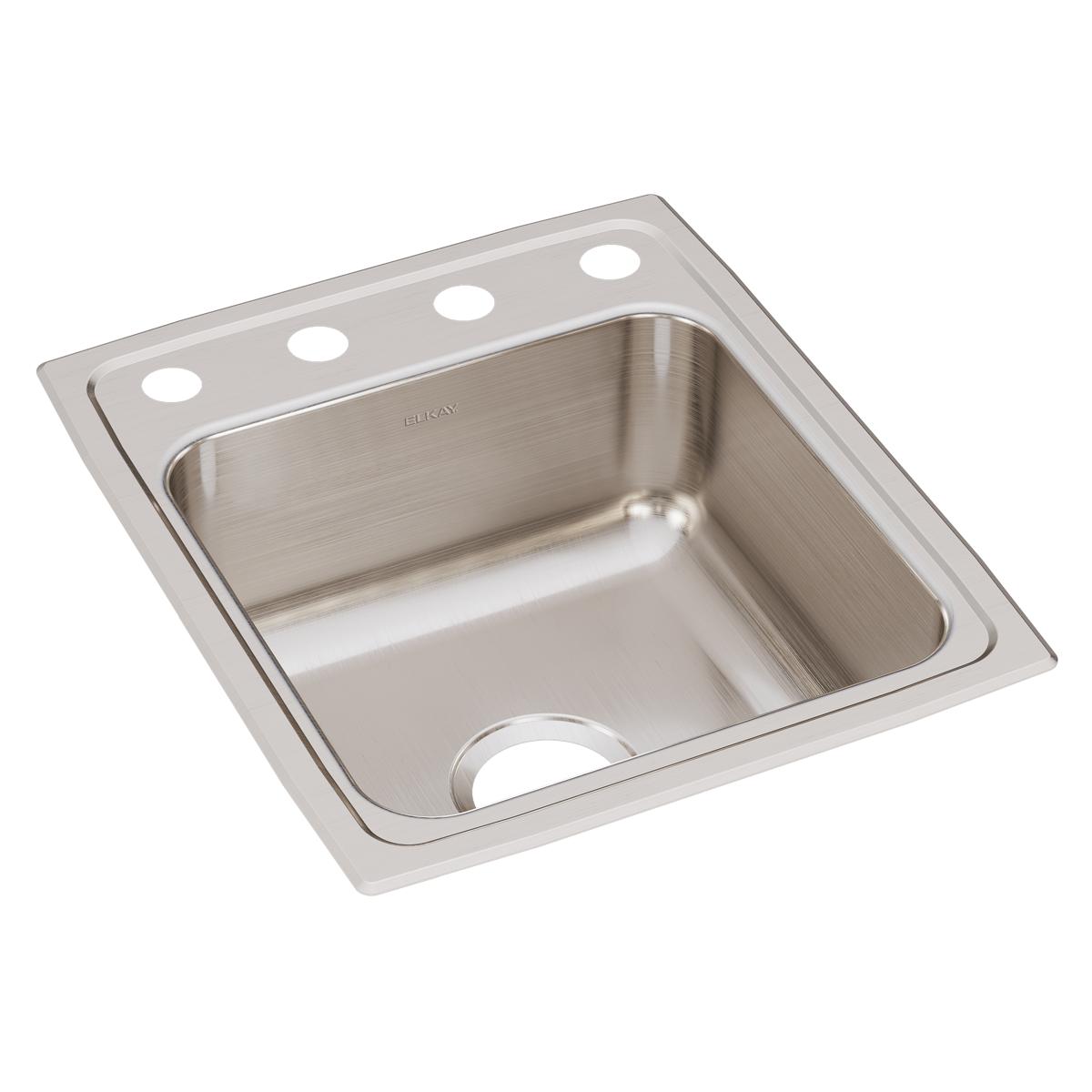 Elkay Lustertone Classic 17" x 20" x 7-5/8" OS4-Hole Single Bowl Drop-in Sink