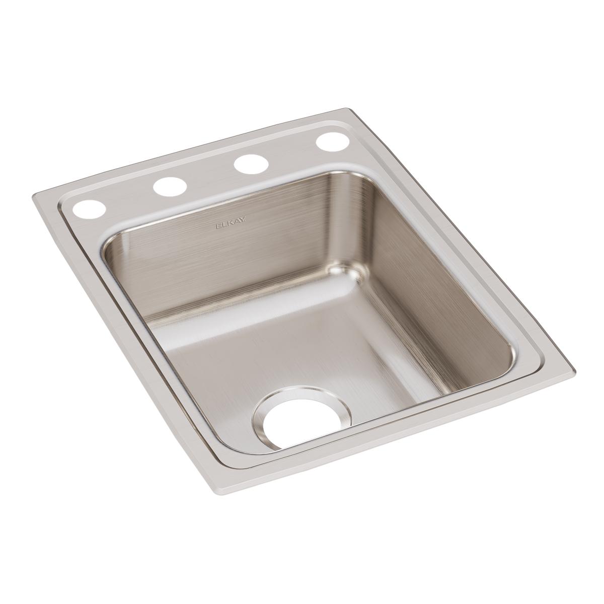 Elkay Lustertone Classic 17" x 22" x 7-5/8" OS4-Hole Single Bowl Drop-in Sink