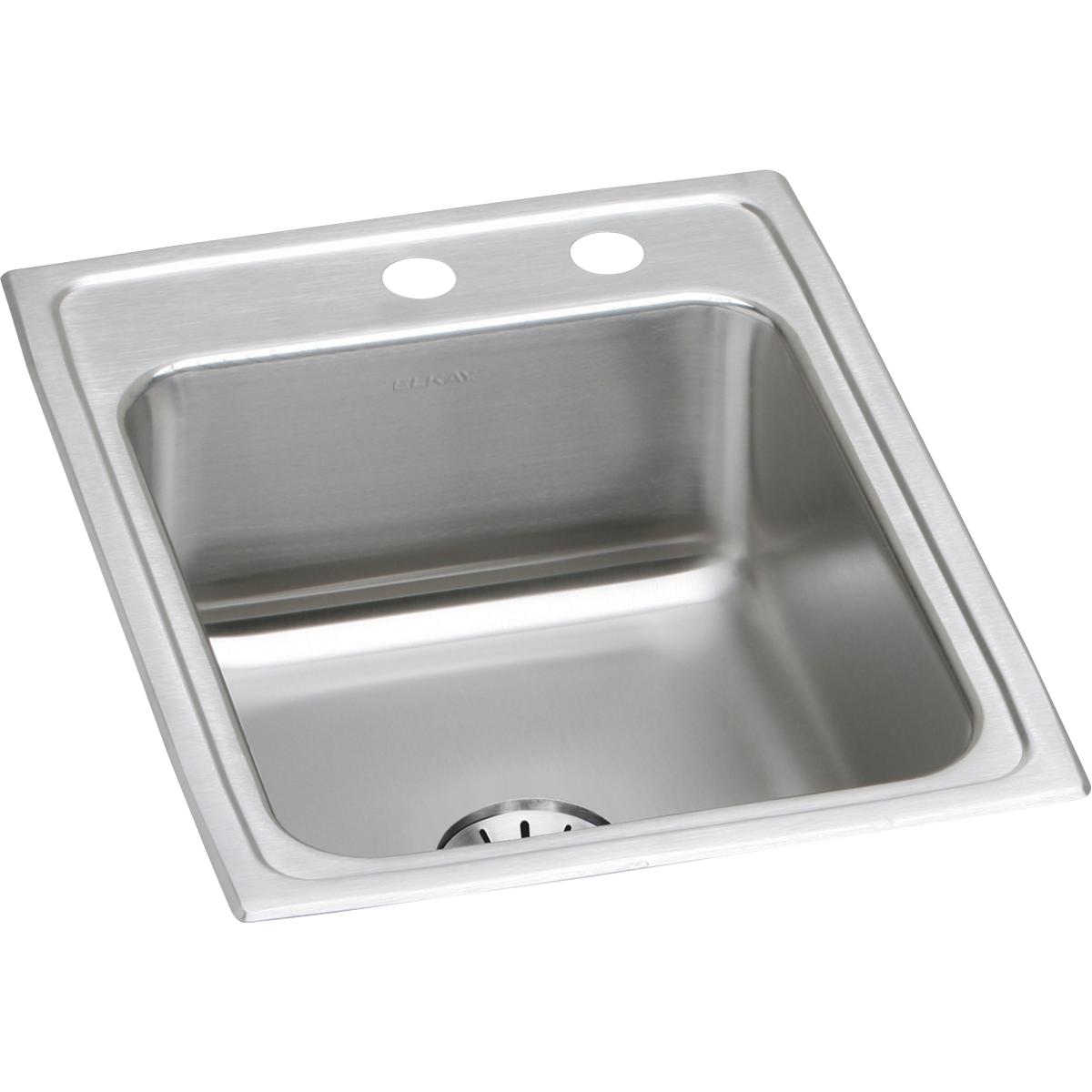 Elkay Lustertone Classic 17" x 22" x 7-5/8" MR2-Hole Single Bowl Drop-in Sink with Perfect Drain