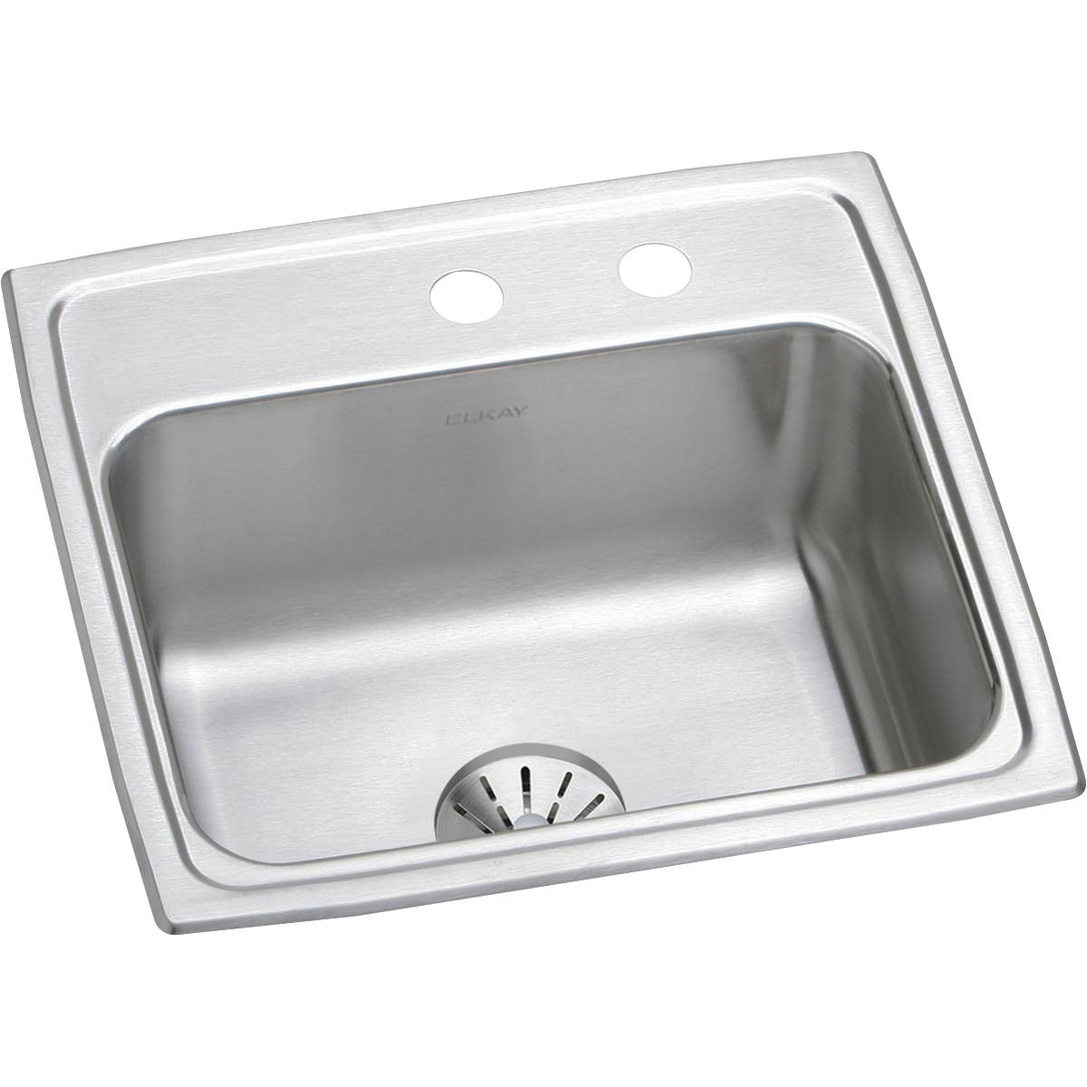 Elkay Lustertone Classic 19-1/2" x 19" x 7-1/2" MR2-Hole Single Bowl Drop-in Sink with Perfect Drain