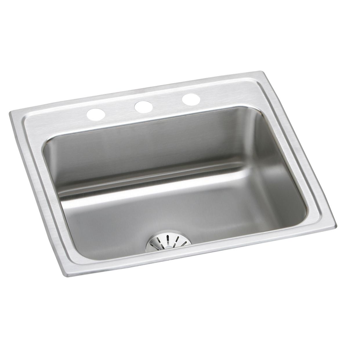 Elkay Lustertone Classic 22" x 19-1/2" x 7-5/8" MR2-Hole Single Bowl Drop-in Sink with Perfect Drain