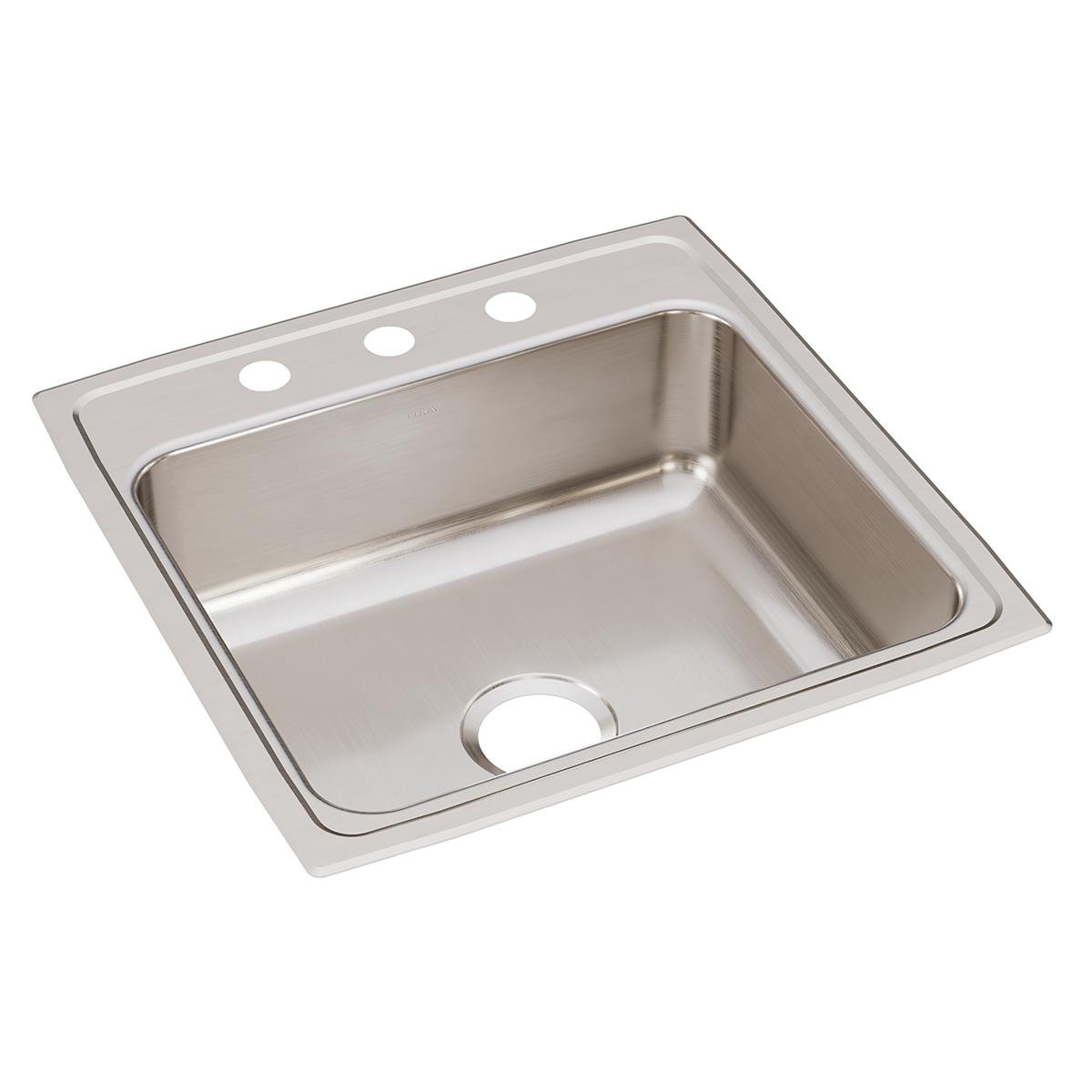 Elkay Lustertone Classic 22" x 22" x 7-5/8" Single Bowl Drop-in Sink with Quick-clip