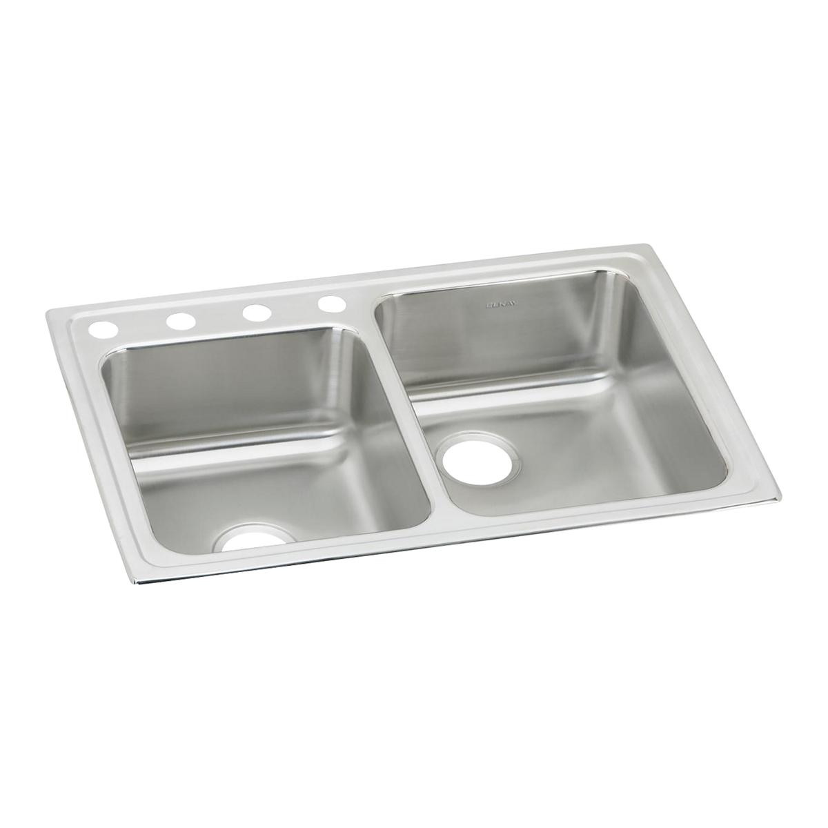 Elkay Lustertone Classic 33" x 22" x 7-7/8" Offset Double Bowl Drop-in Sink