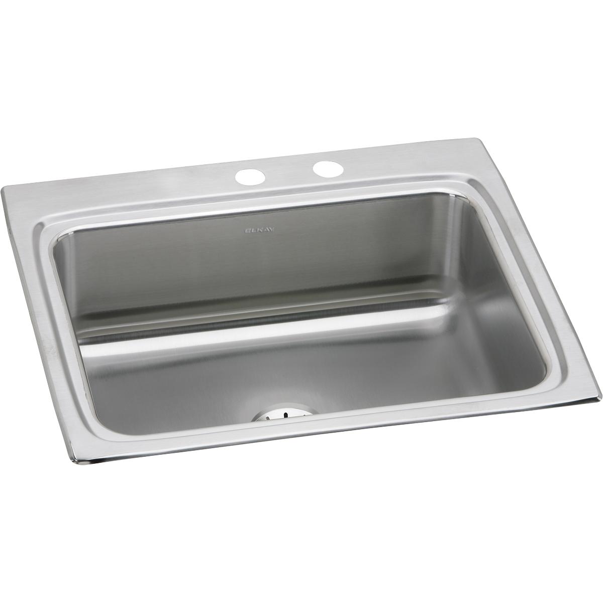 Elkay Lustertone Classic 25" x 22" x 8-1/8" MR2-Hole Single Bowl Drop-in Sink with Perfect Drain