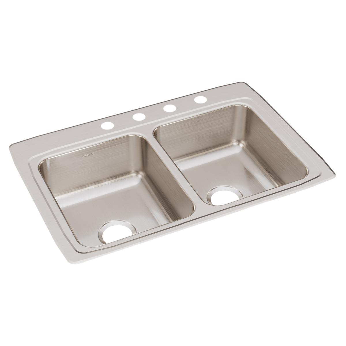 Elkay Lustertone Classic 33" x 22" x 8-1/8" Equal Double Bowl Drop-in Sink with Quick-clip