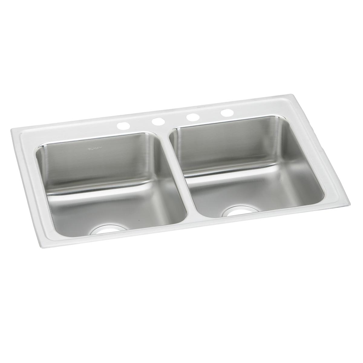 Elkay Lustertone Classic 37" x 22" x 7-5/8" MR2-Hole Equal Double Bowl Drop-in Sink